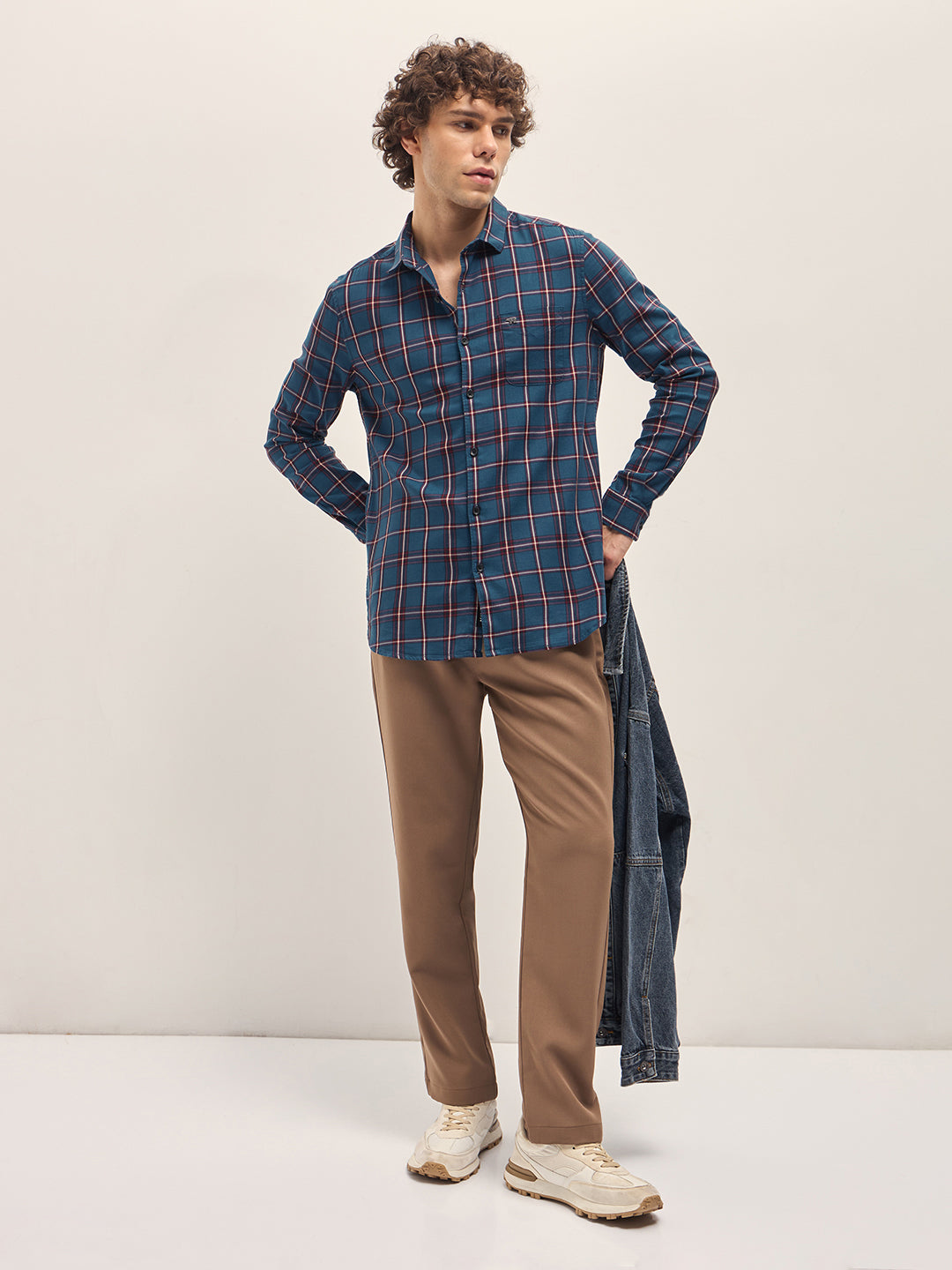 Men Multi-Color Checked Slim Fit Casual Shirt