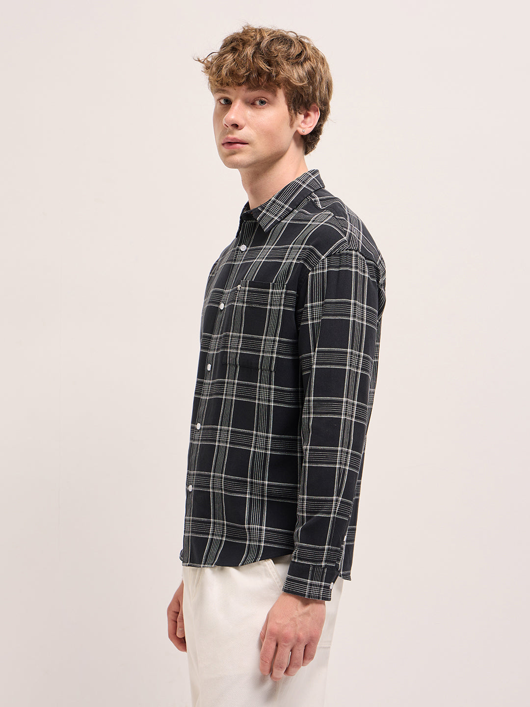 Men Black Relax Fit Overshirt