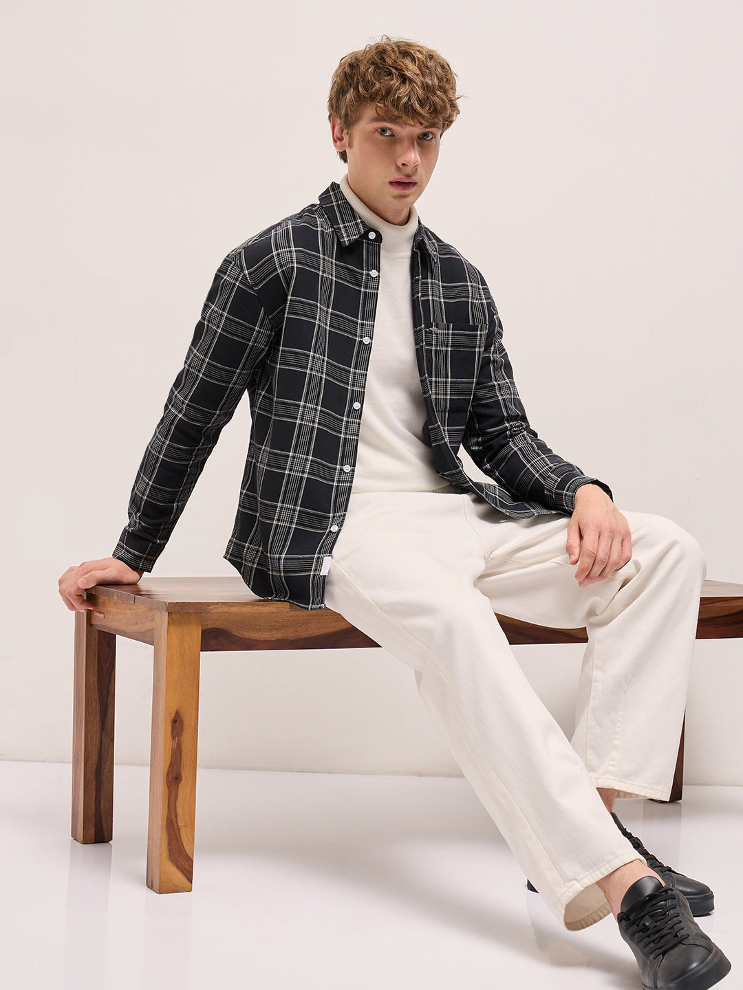 Men Black Relax Fit Overshirt