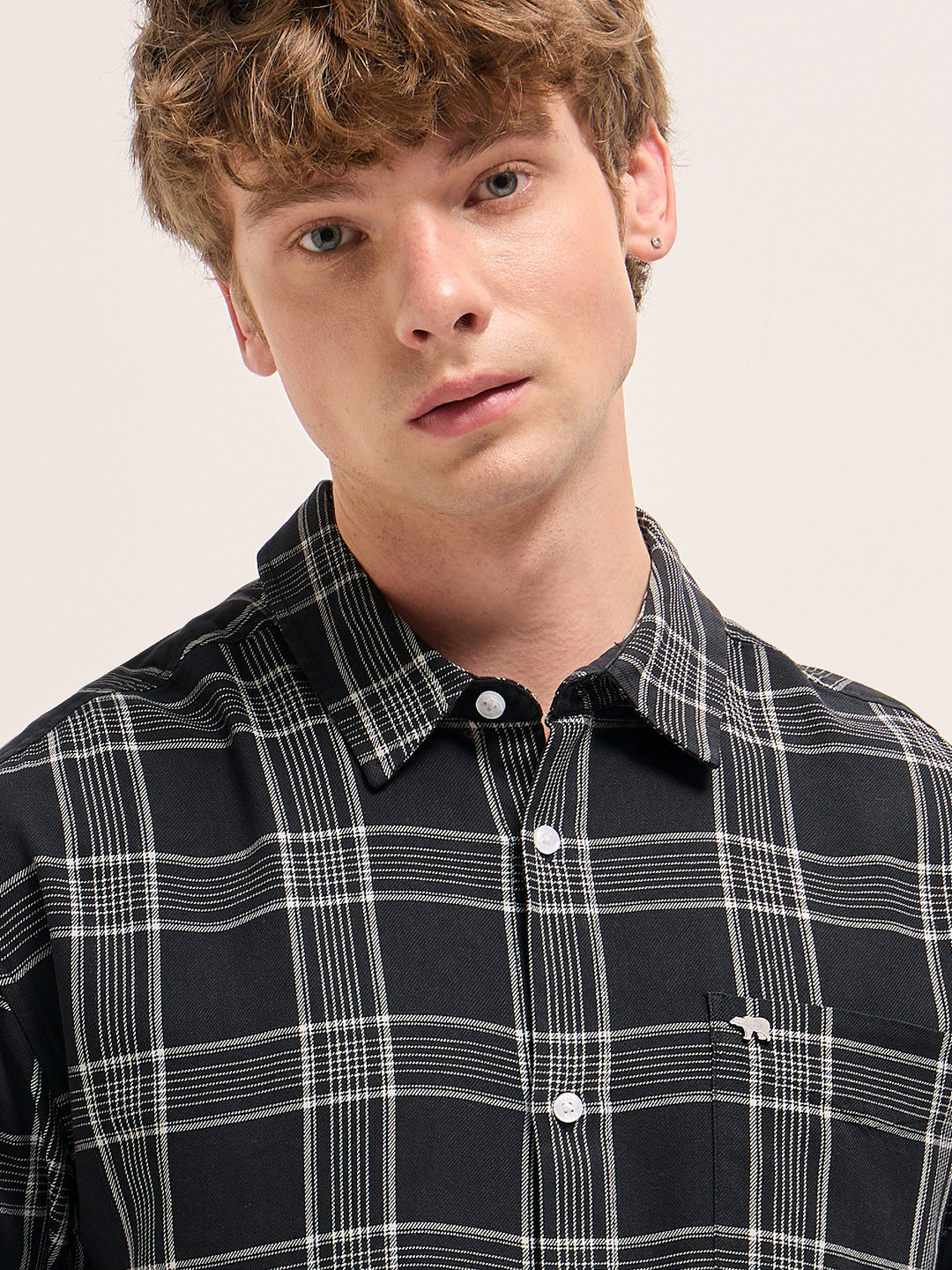 Men Black Relax Fit Overshirt
