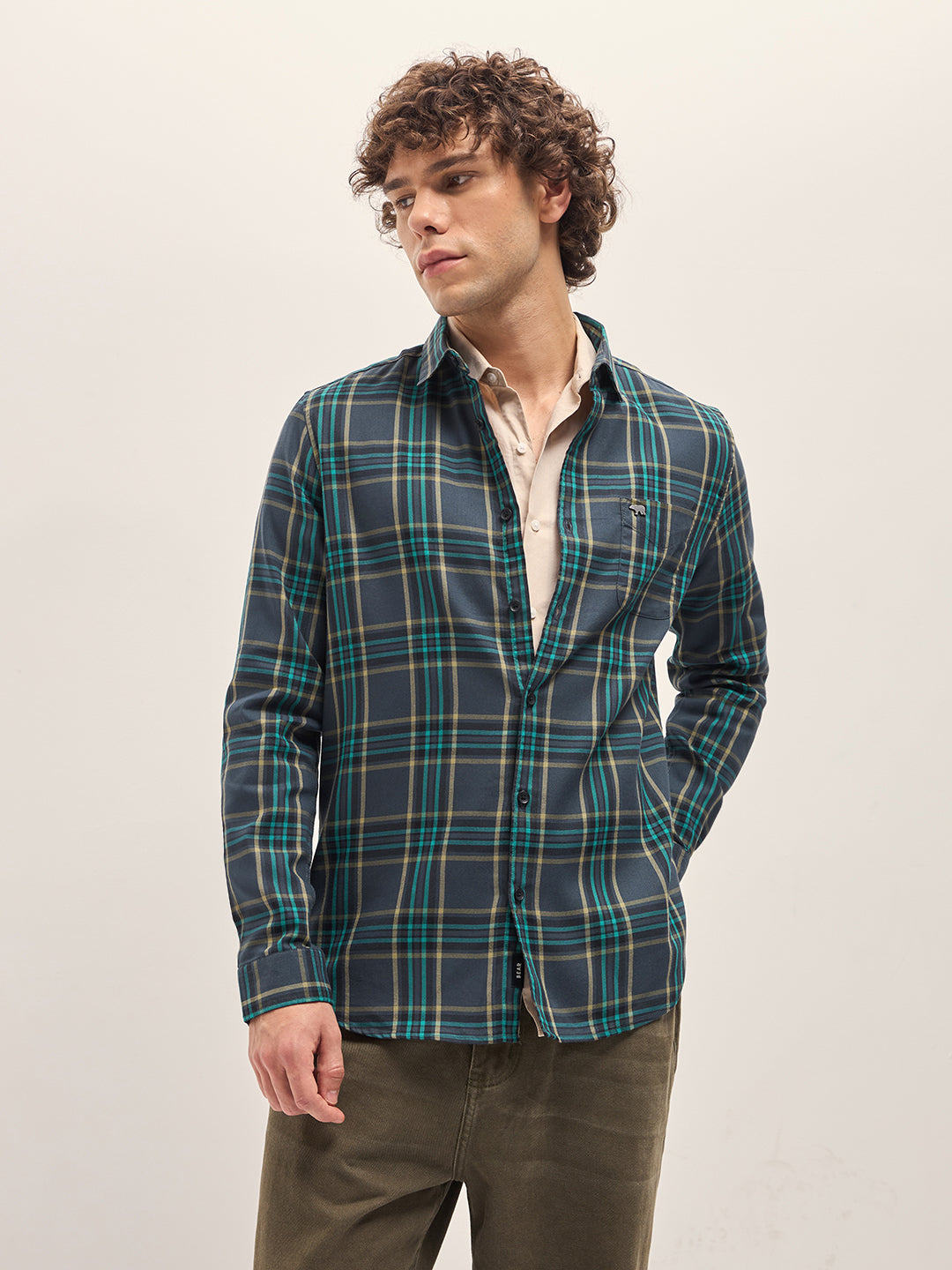 Men Multi-Color Checked Slim Fit Casual Shirt