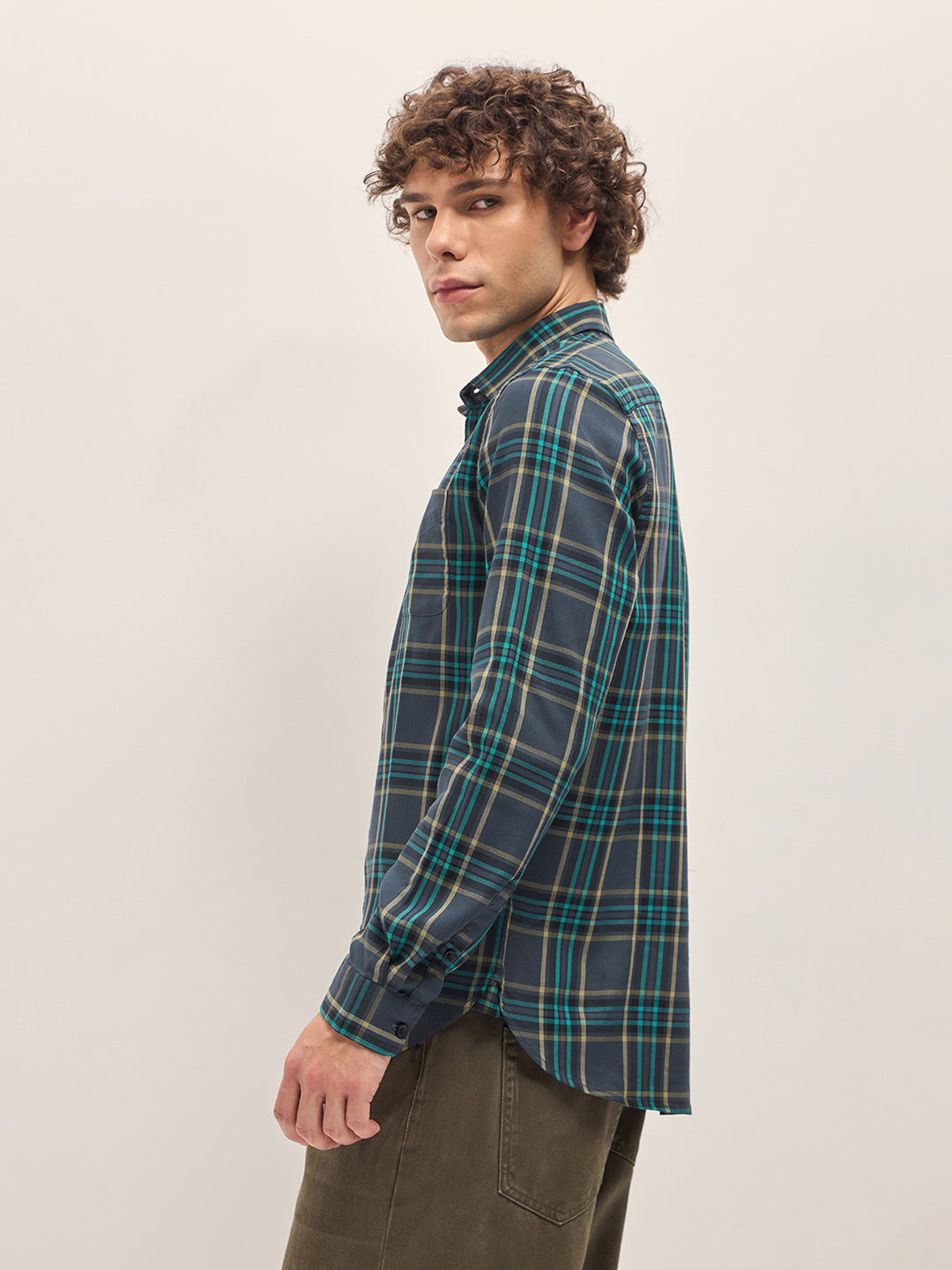 Men Multi-Color Checked Slim Fit Casual Shirt