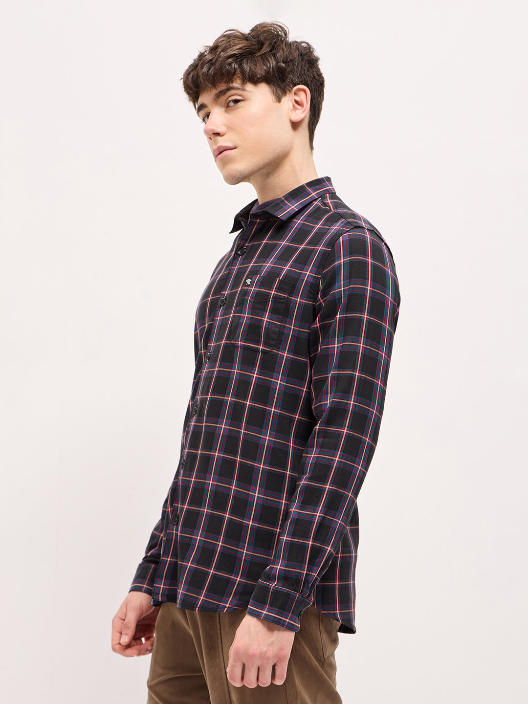 Men Multi-Color Checked Slim Fit Casual Shirt