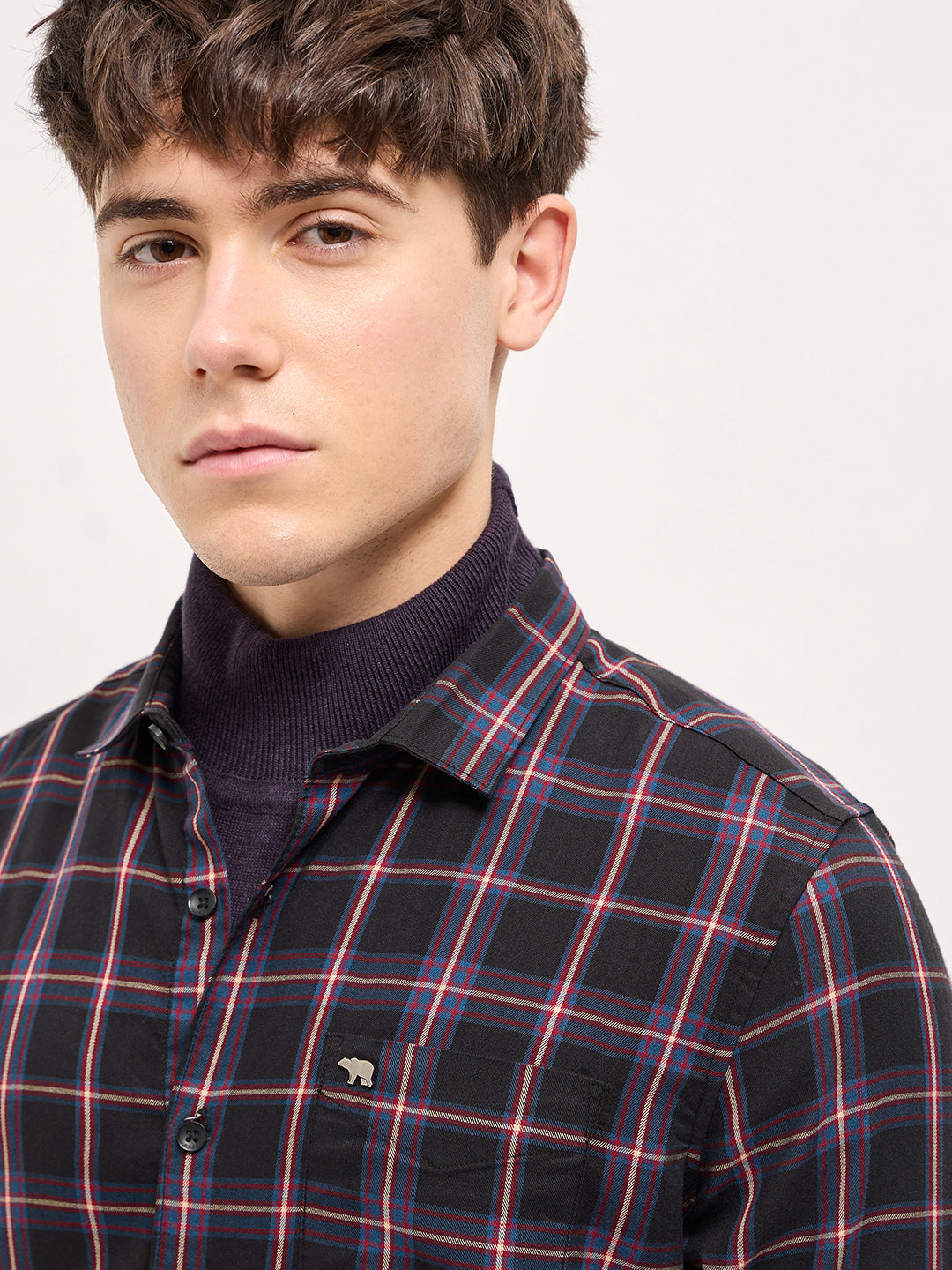 Men Multi-Color Checked Slim Fit Casual Shirt