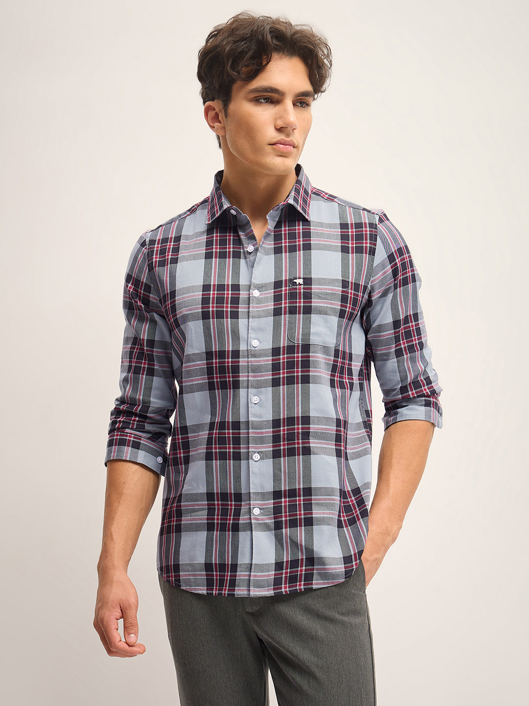 Men Multi-Color Checked Slim Fit Casual Shirt