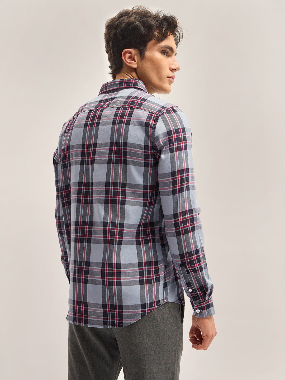 Men Multi-Color Checked Slim Fit Casual Shirt
