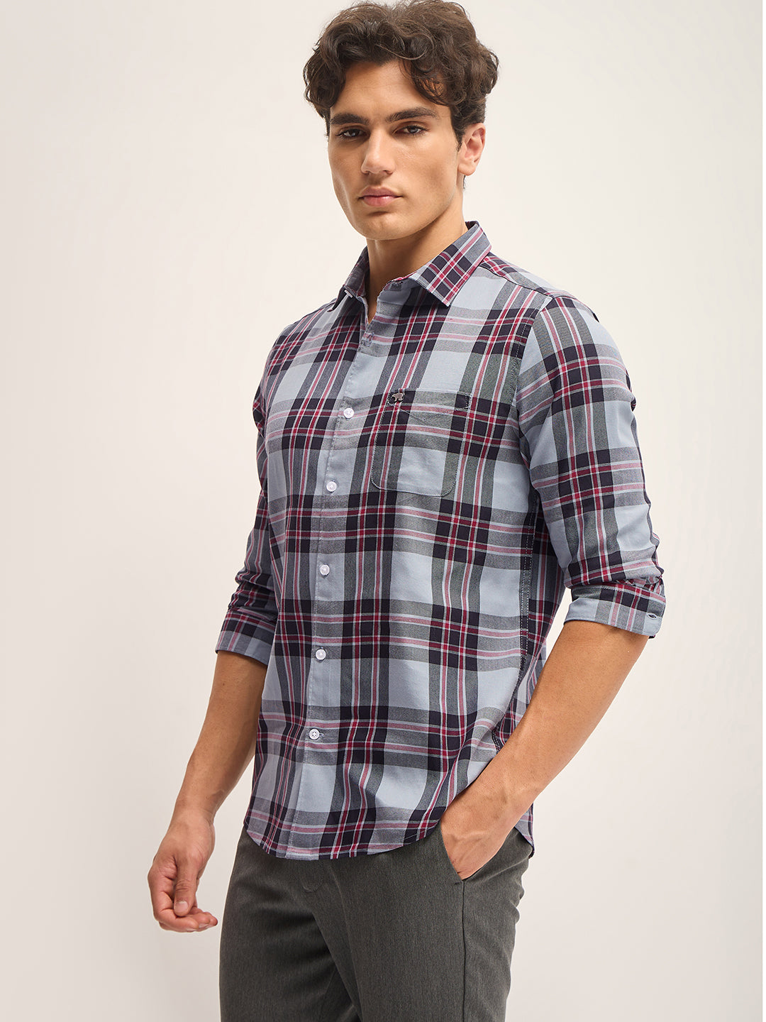 Men Multi-Color Checked Slim Fit Casual Shirt