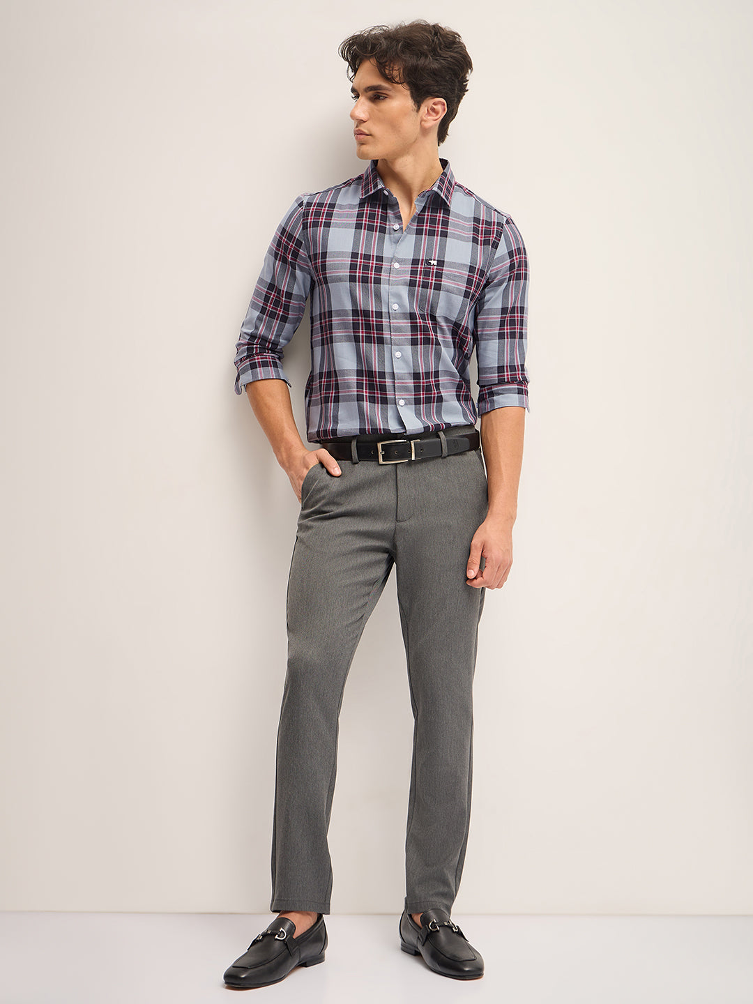 Men Multi-Color Checked Slim Fit Casual Shirt