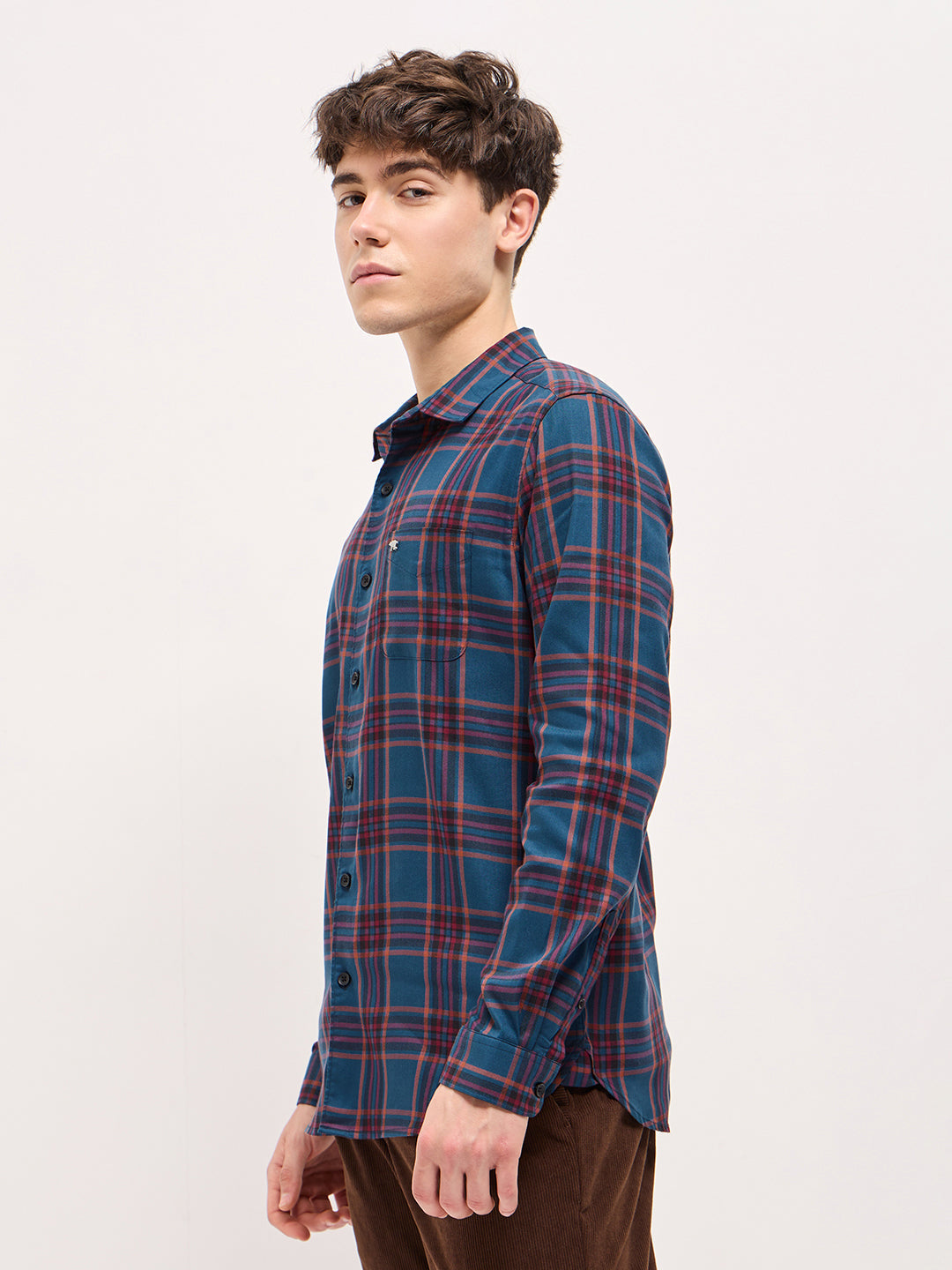 Men Multi-Color Checked Slim Fit Casual Shirt