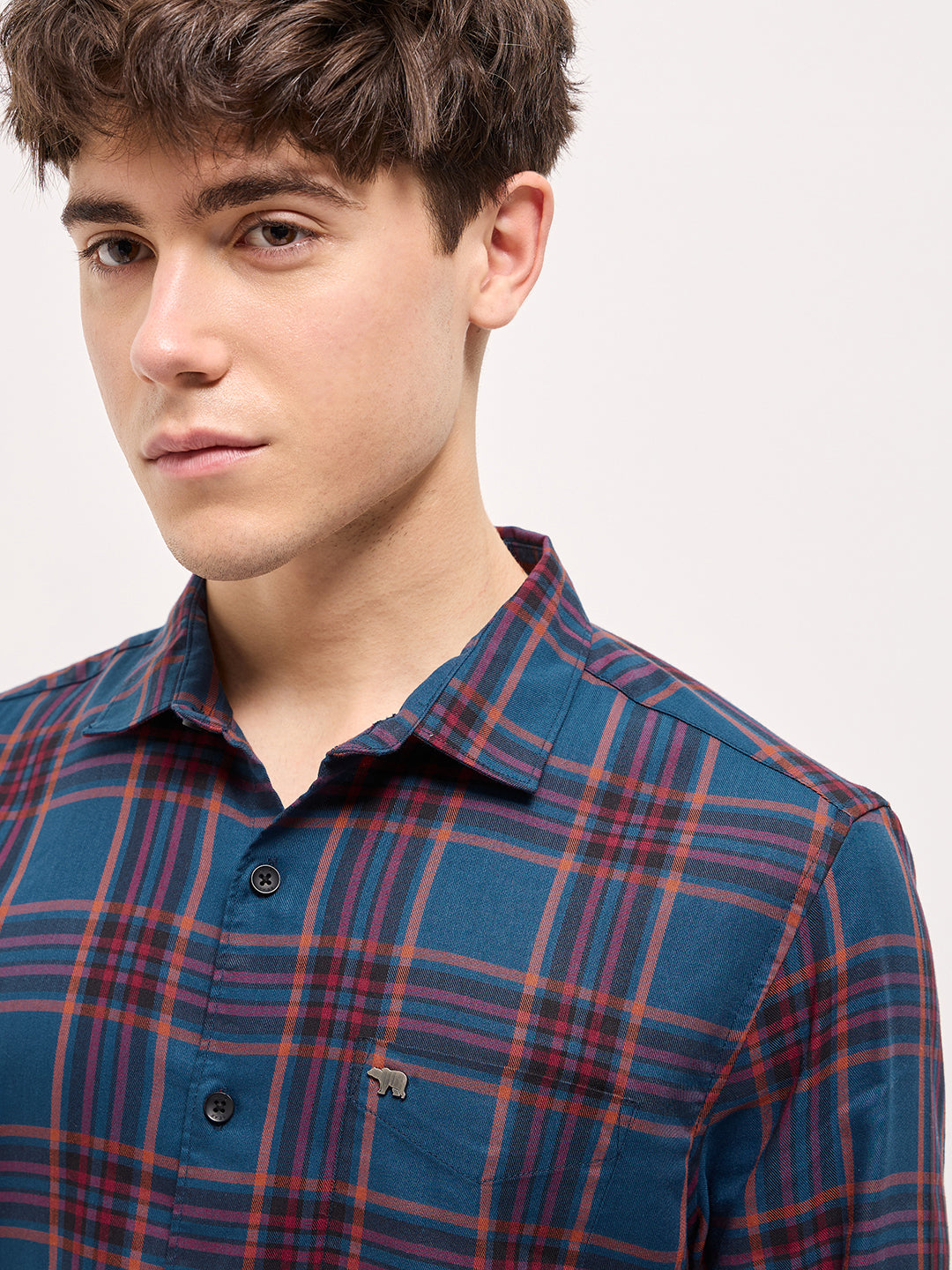 Men Multi-Color Checked Slim Fit Casual Shirt