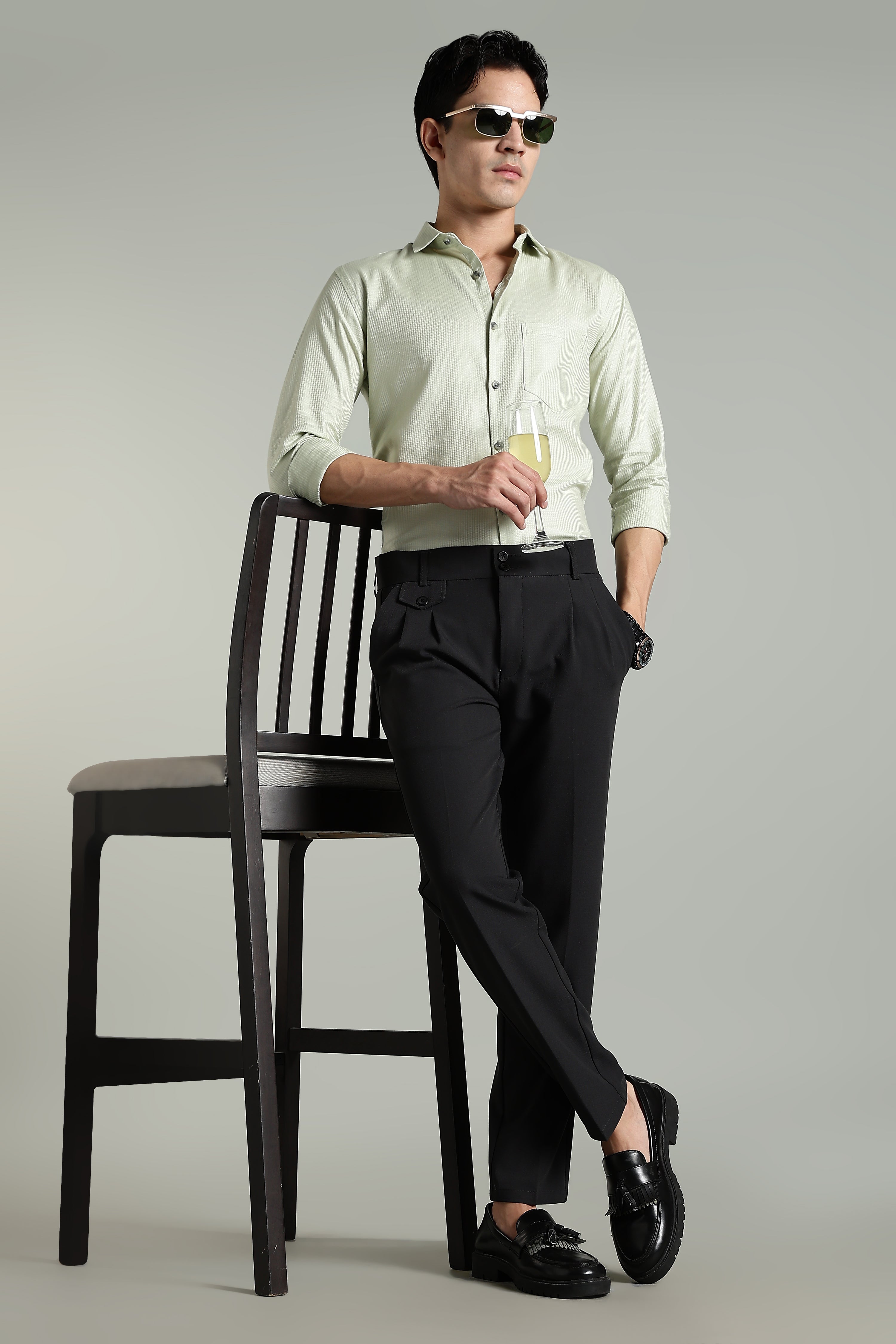 Men Lucent Charcoal Formal Pant