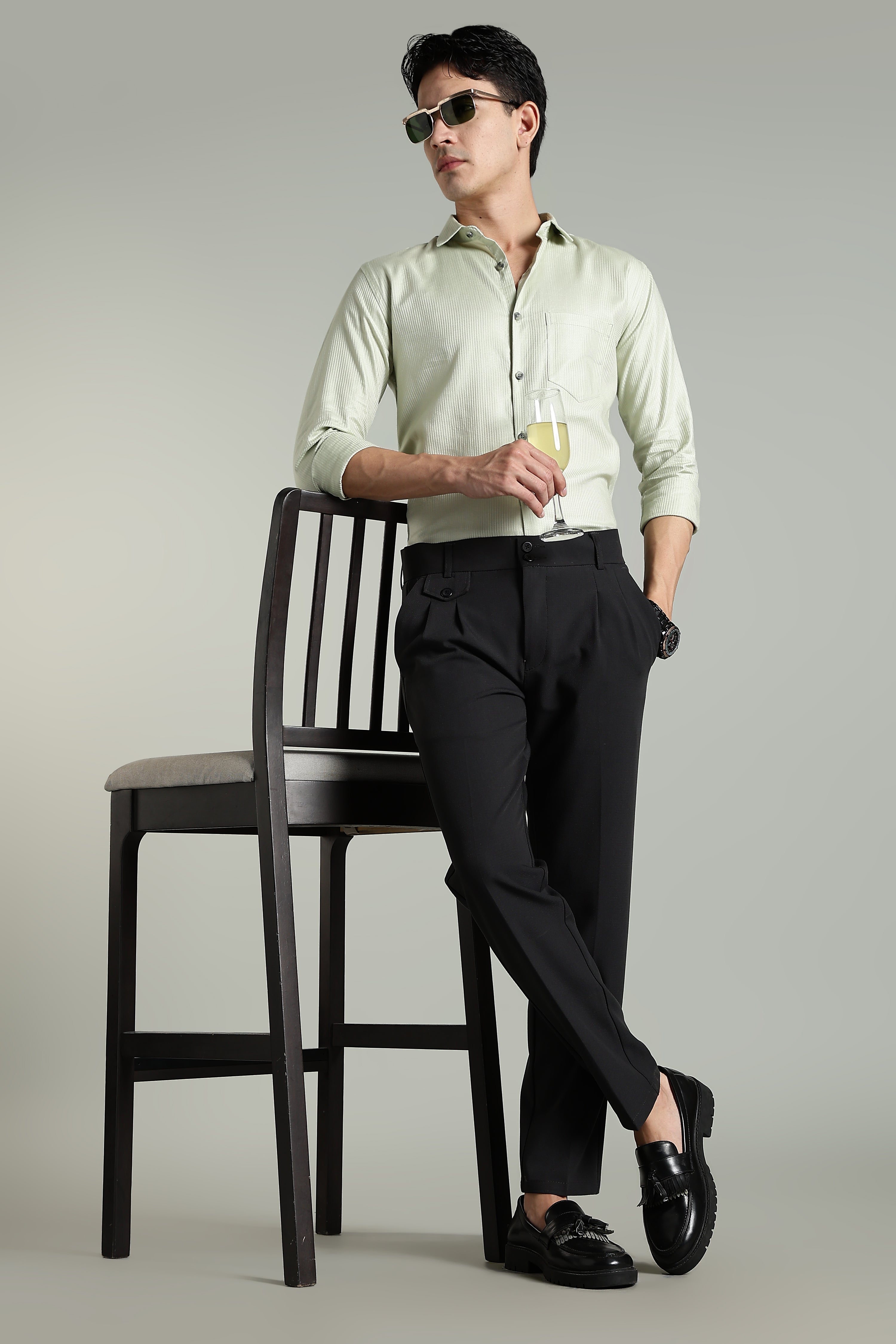 Men Lucent Charcoal Formal Pant