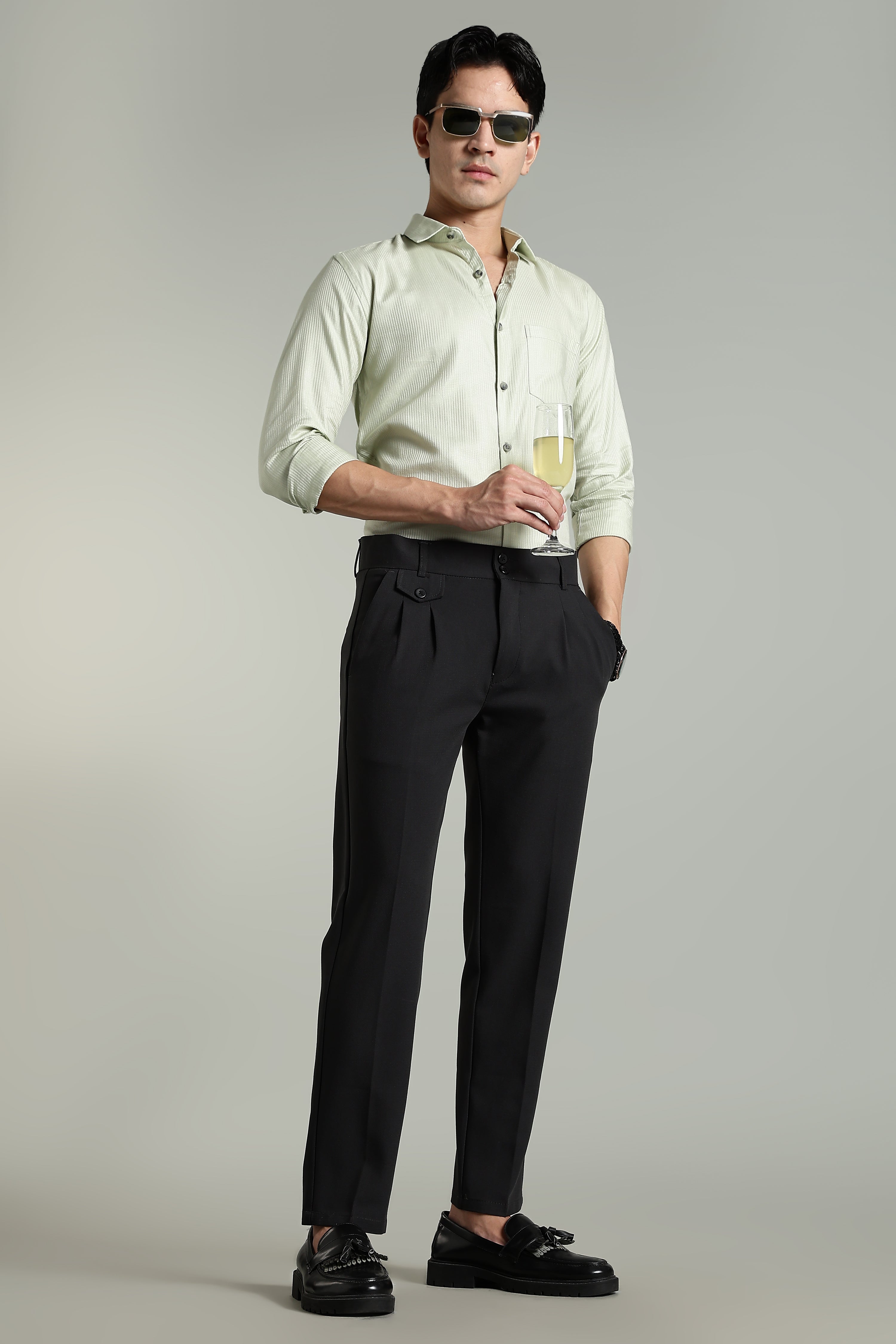 Men Lucent Charcoal Formal Pant