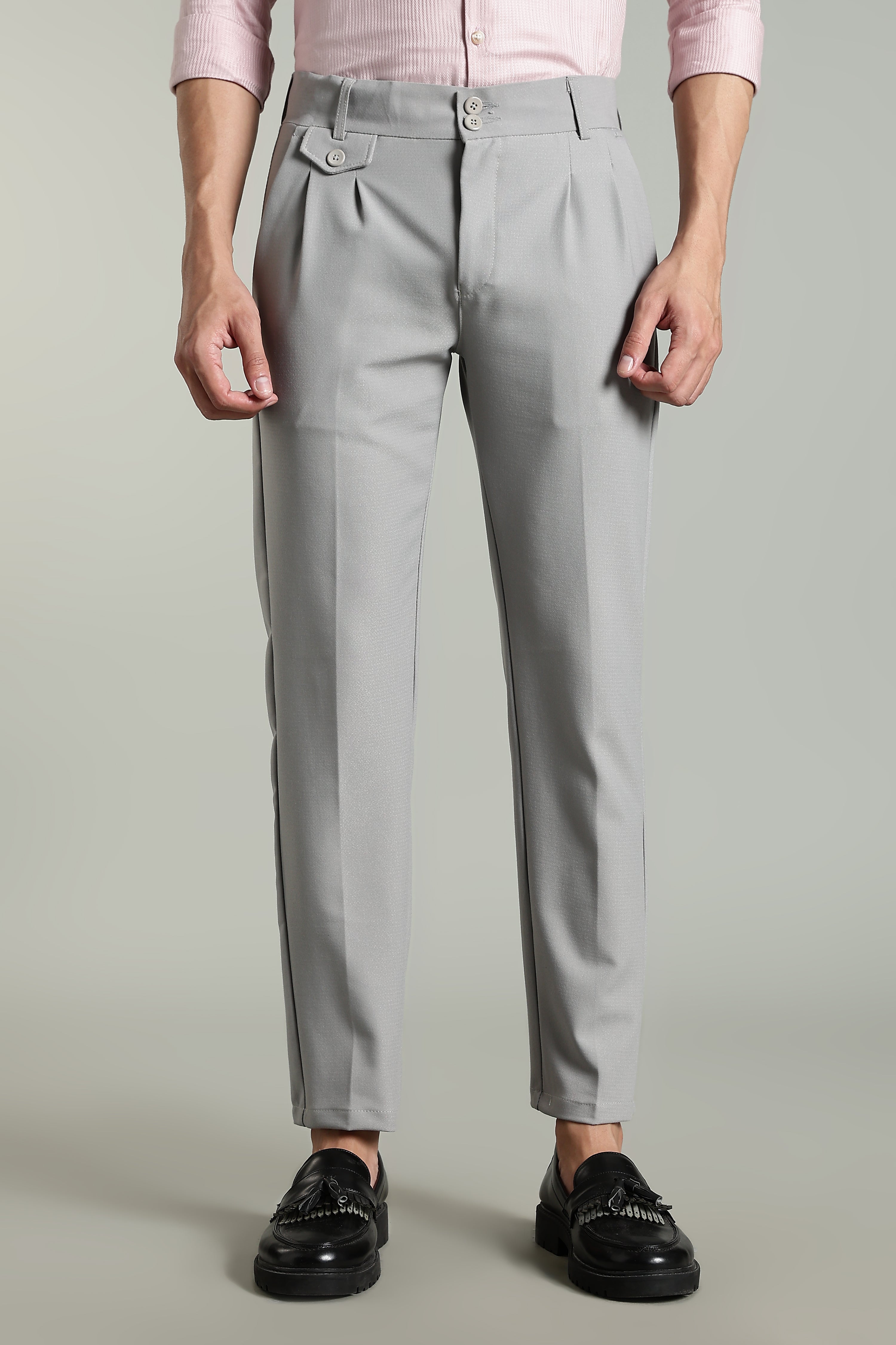 Men Lucent Silver Formal Pant