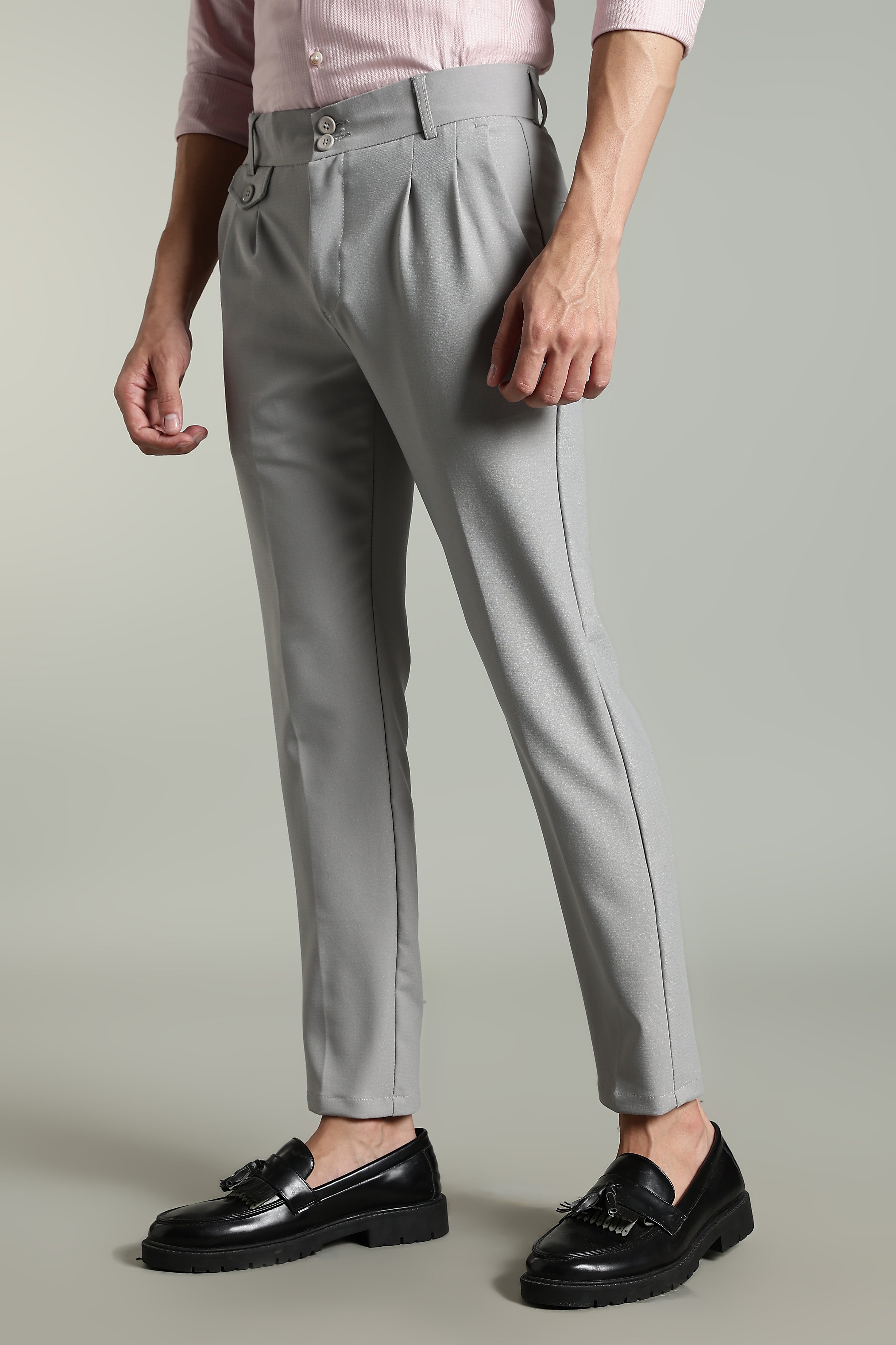 Men Lucent Silver Formal Pant