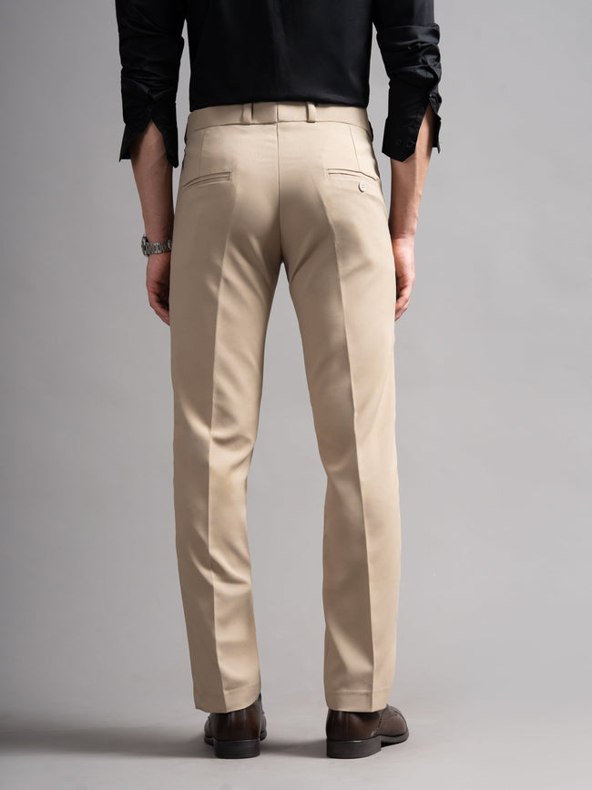 Men Flexi-waist Beige Trouser