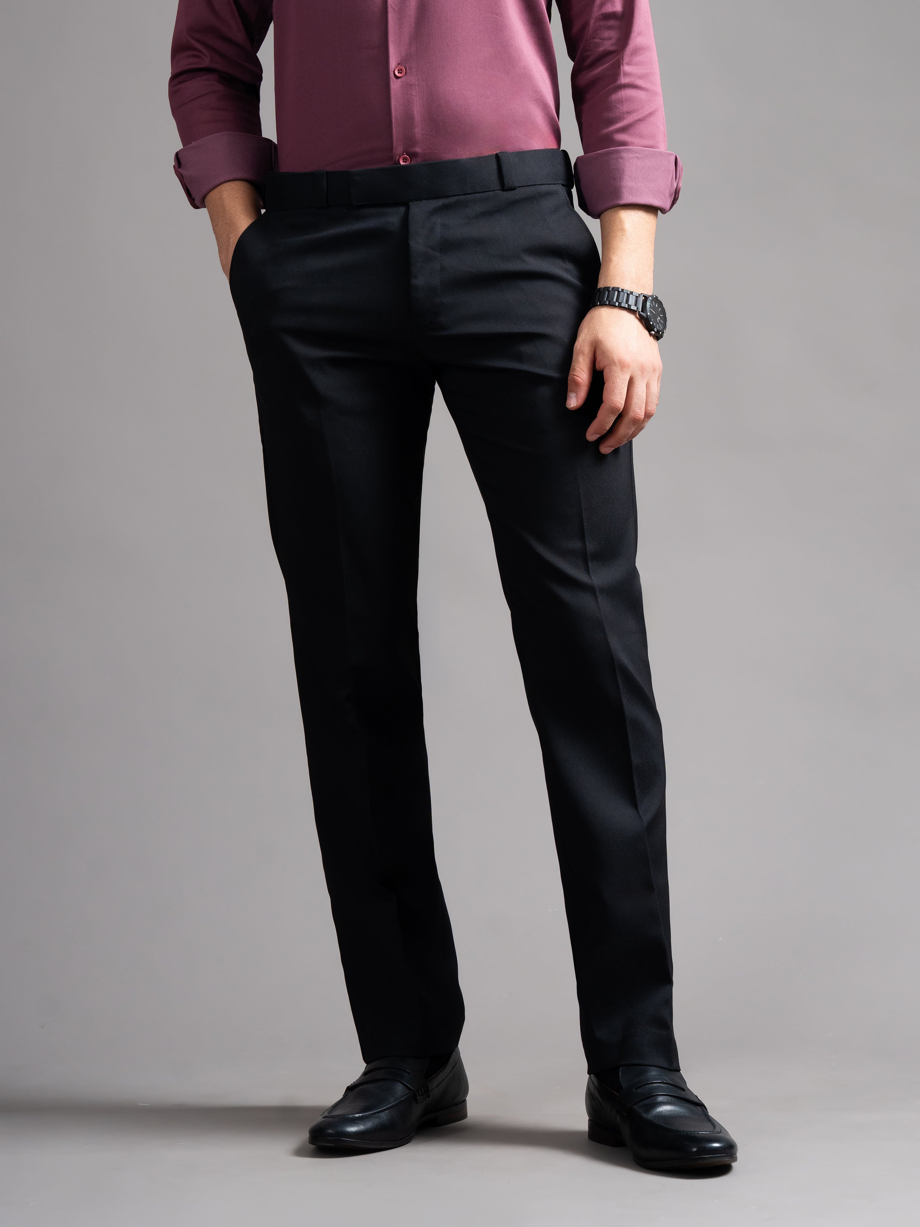 Men Flexi-waist Black Trouser