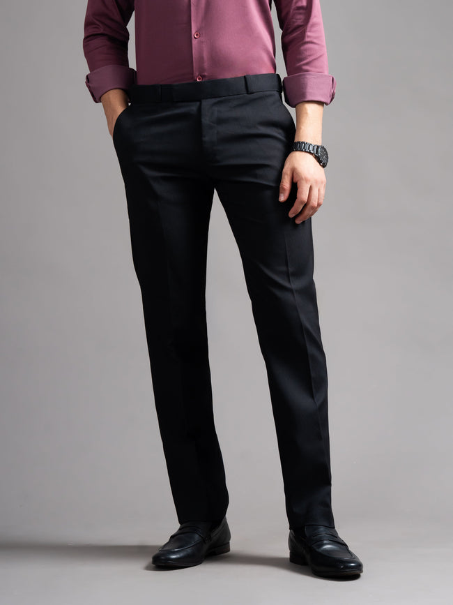 Men Flexi-waist Black Trouser