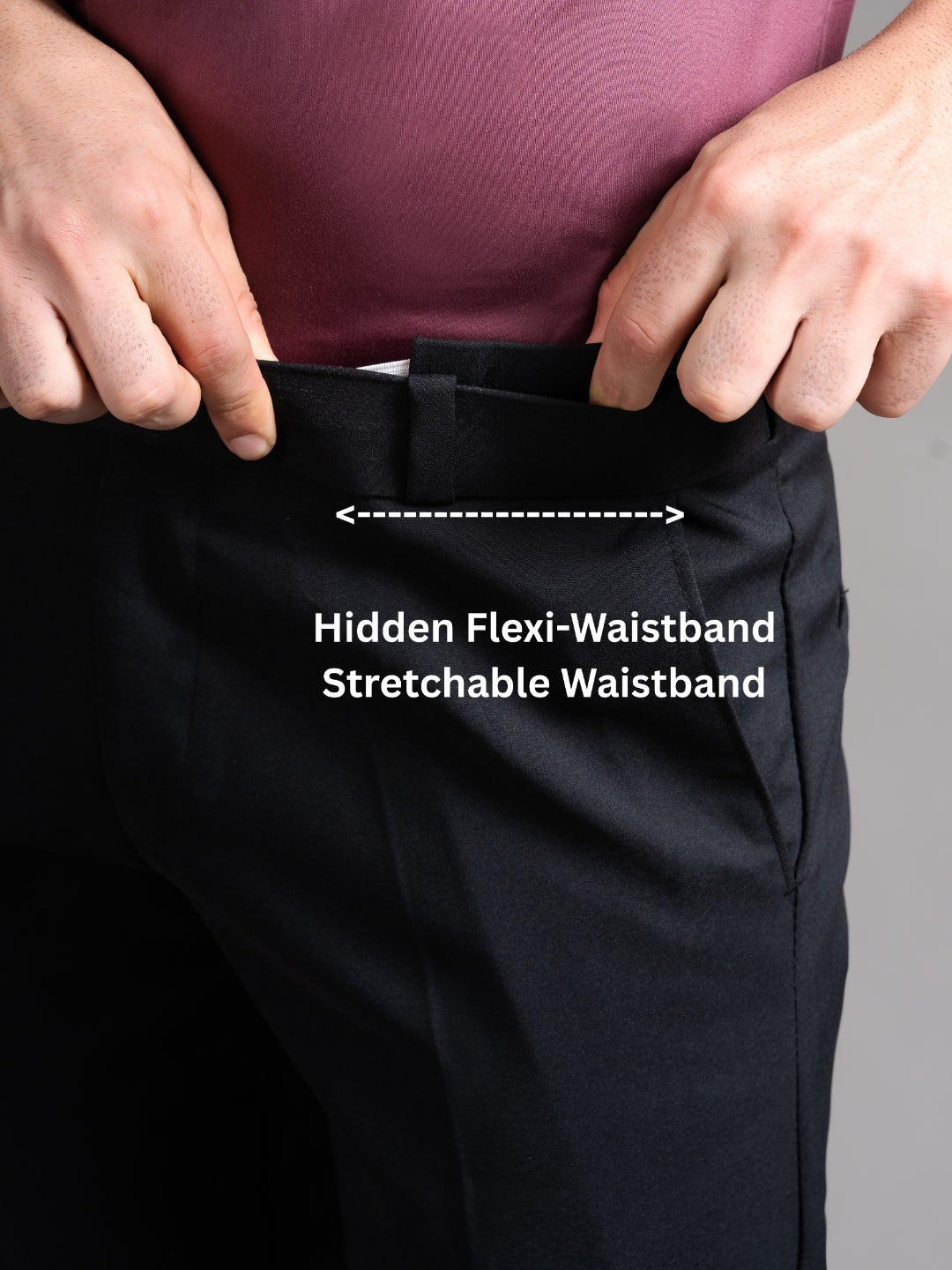 Men Flexi-waist Black Trouser