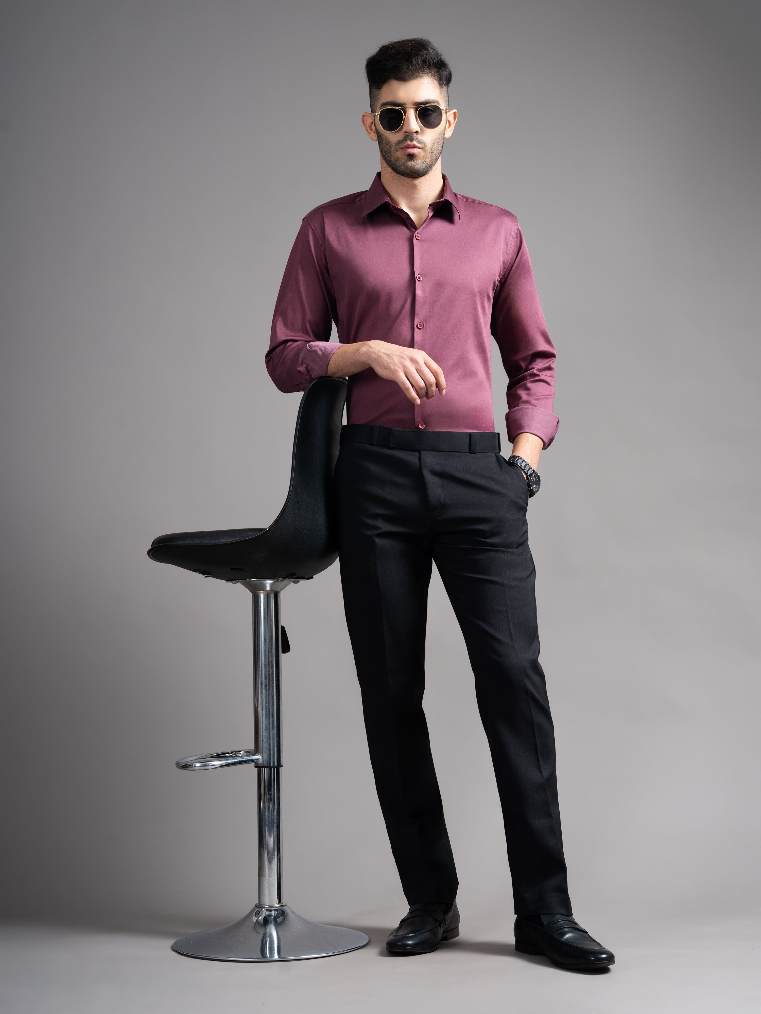 Men Flexi-waist Black Trouser