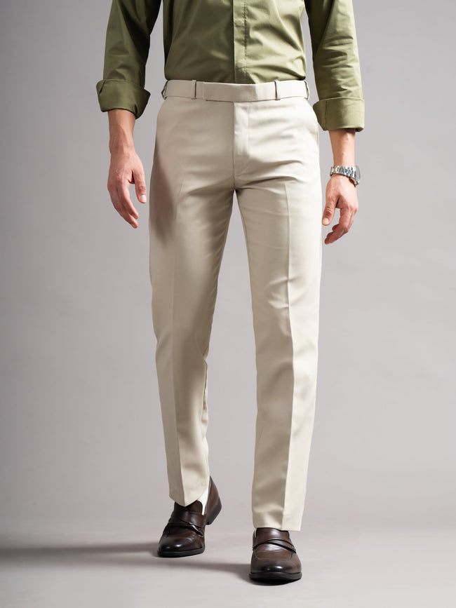 Men Flexi-waist Cream Trouser