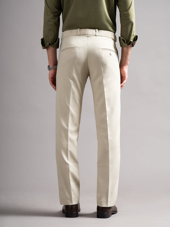 Men Flexi-waist Cream Trouser