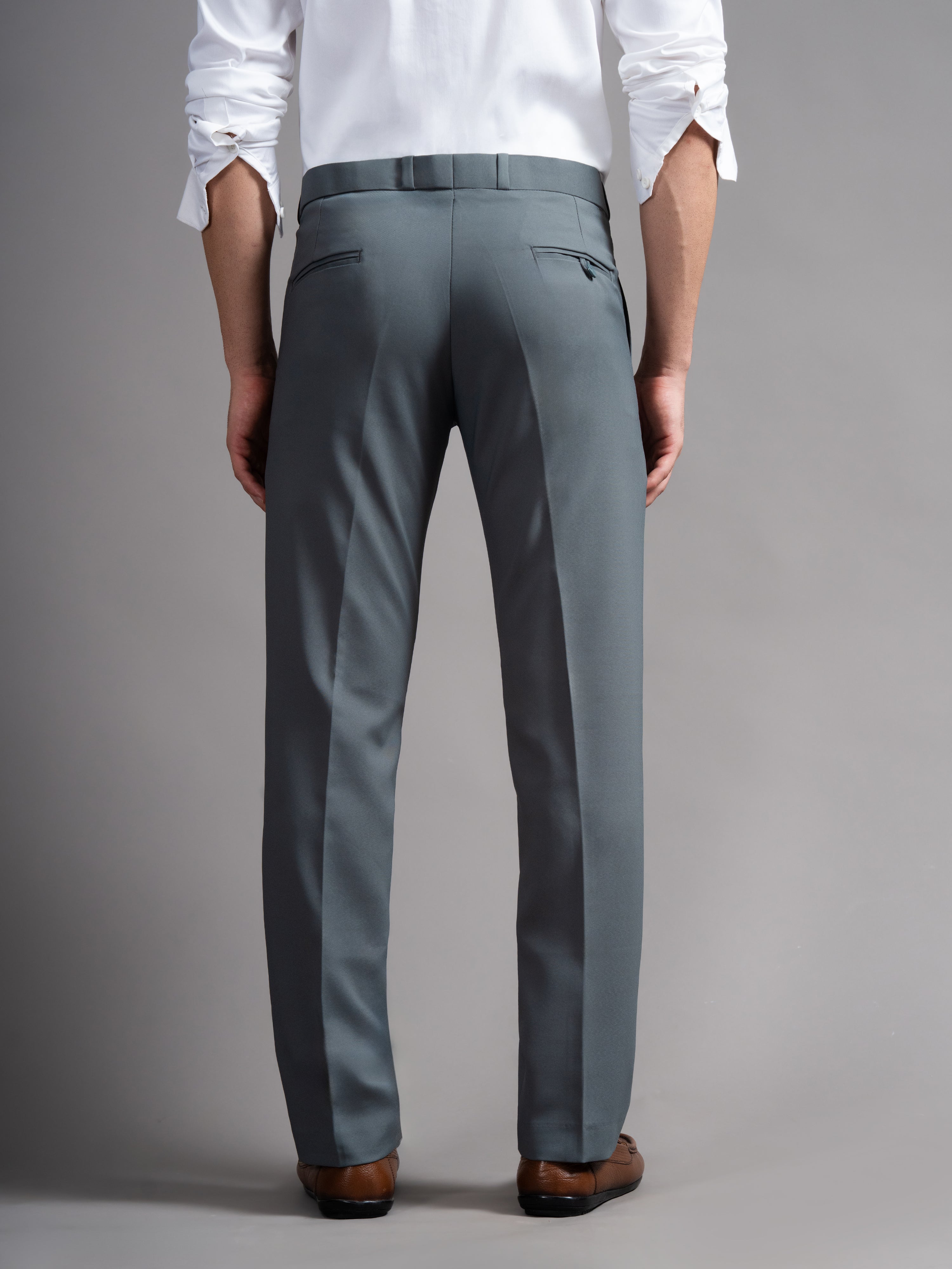 Men Flexi-waist Grey Trouser