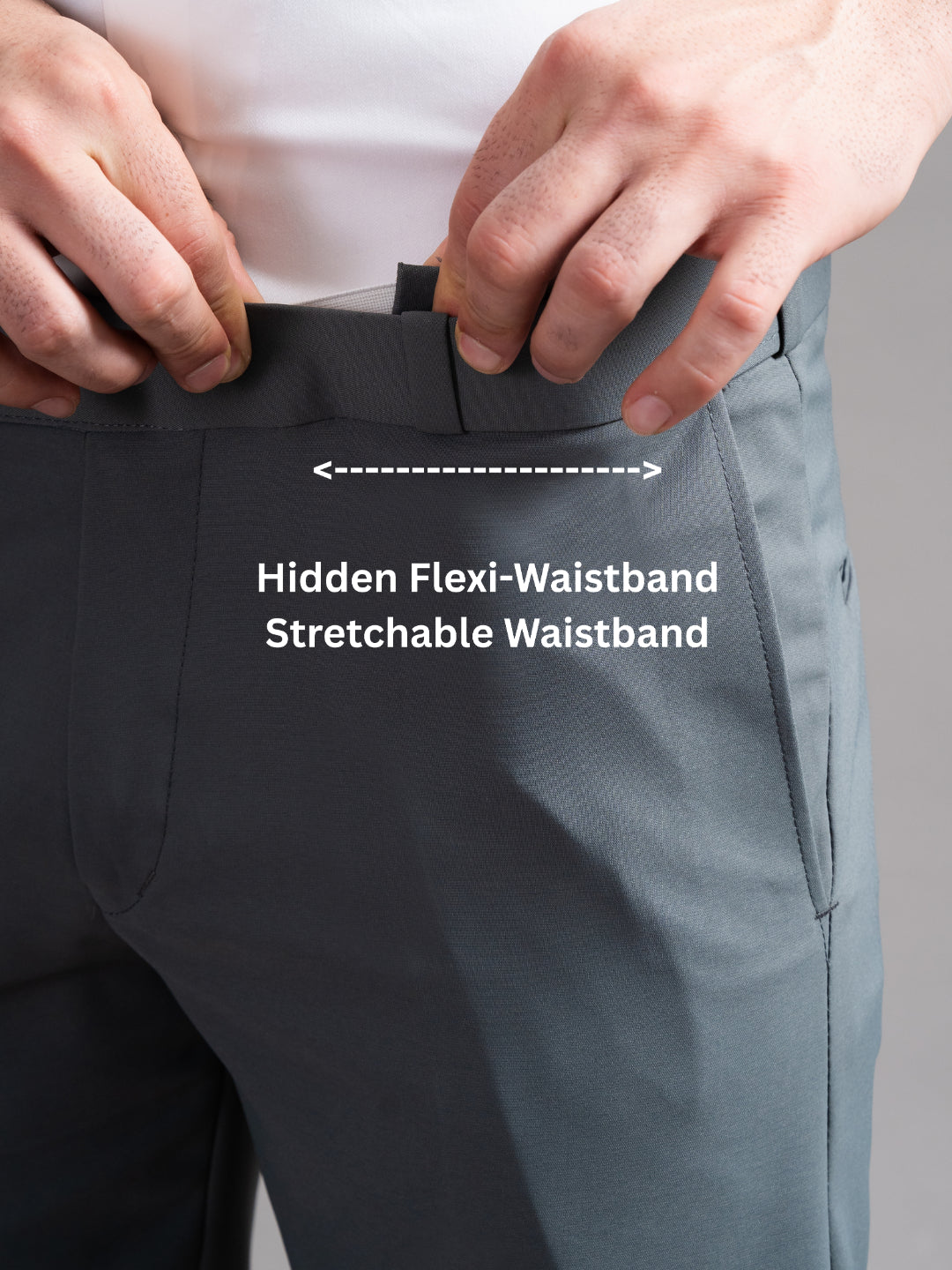 Men Flexi-waist Grey Trouser