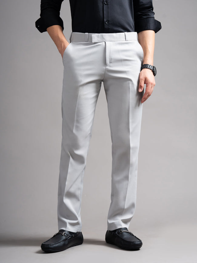 Men Flexi-waist Silver Trouser