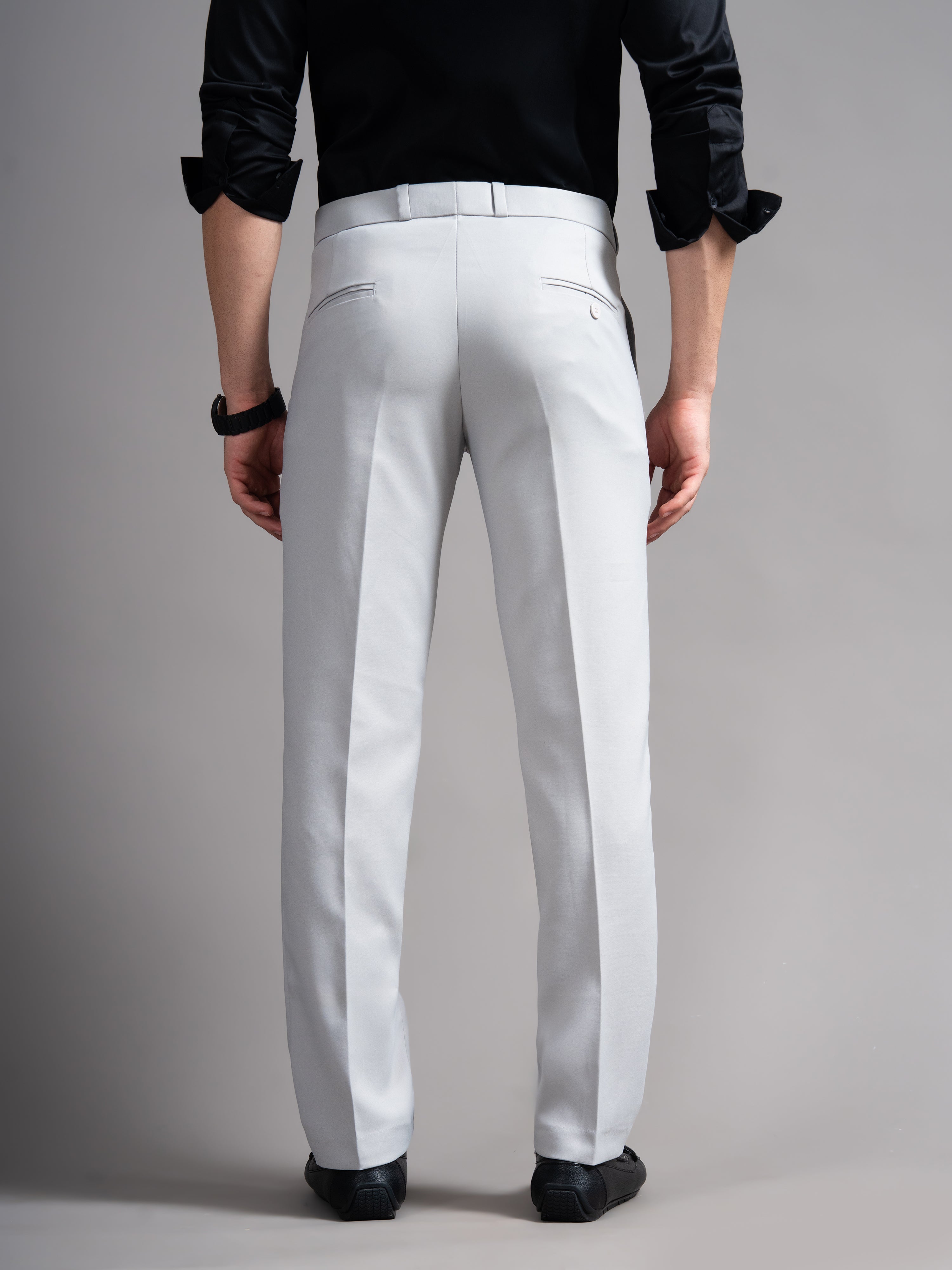 Men Flexi-waist Silver Trouser