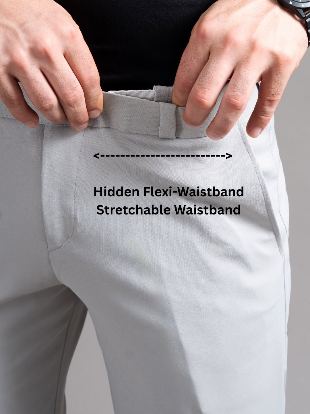 Men Flexi-waist Silver Trouser