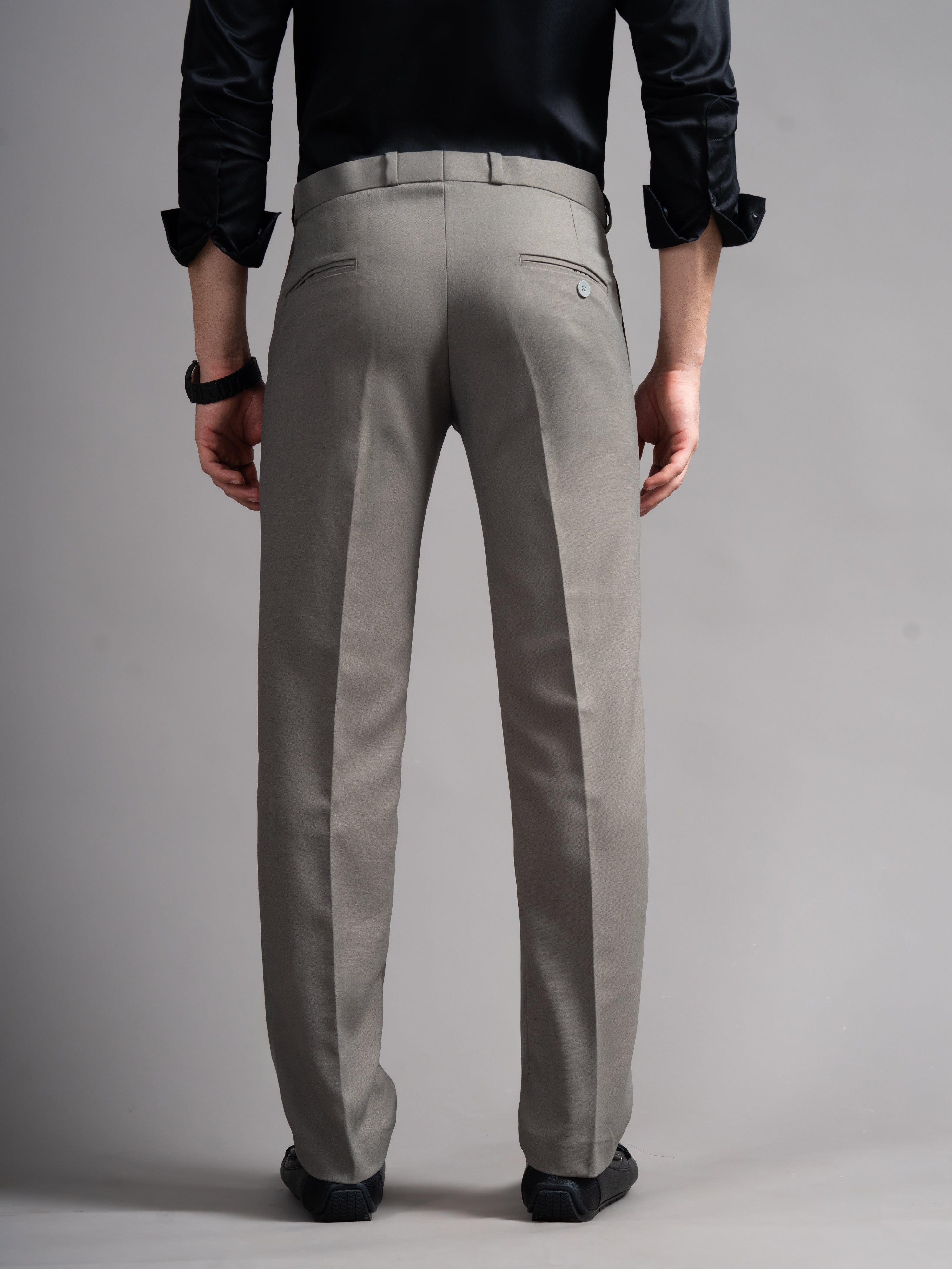 Men Flexi-waist Taupe Trouser
