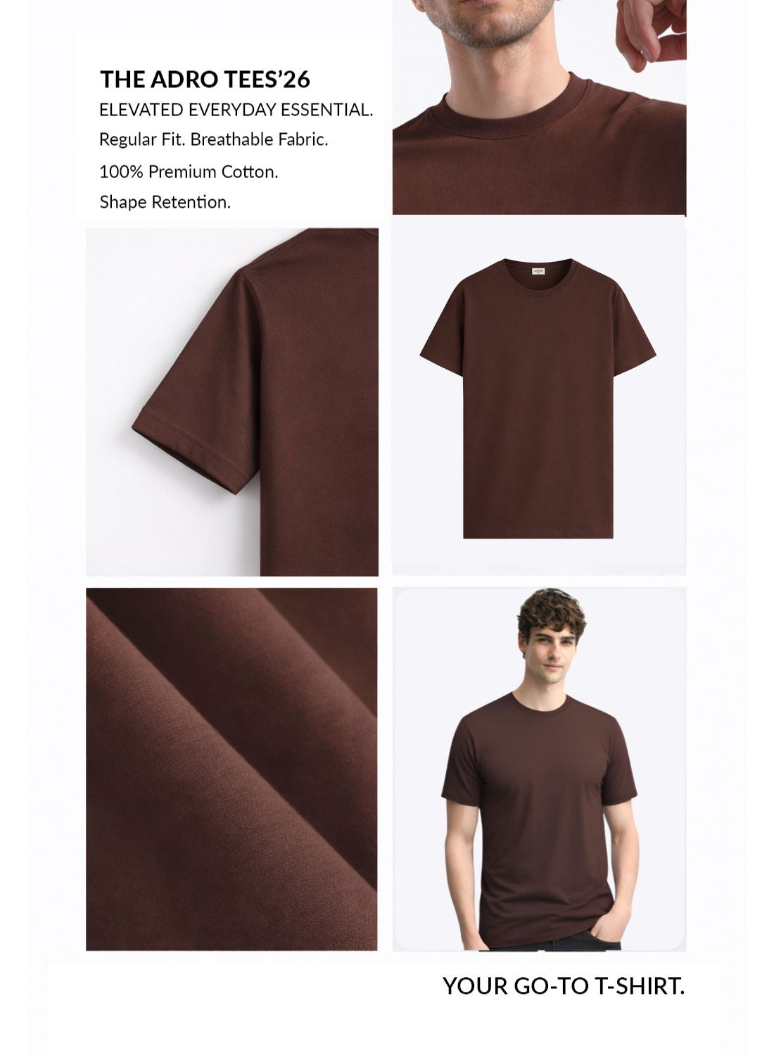 Men Brown Cotton Printed  T-Shirt