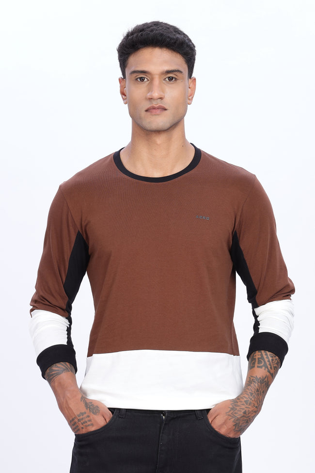 Men Multicolor Full Sleeve Relaxed Fit T-Shirt