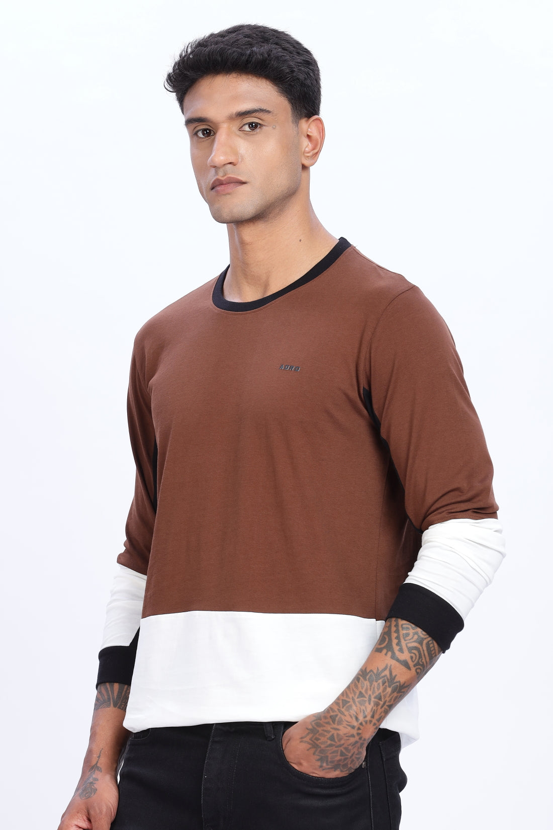 Men Multicolor Full Sleeve Relaxed Fit T-Shirt
