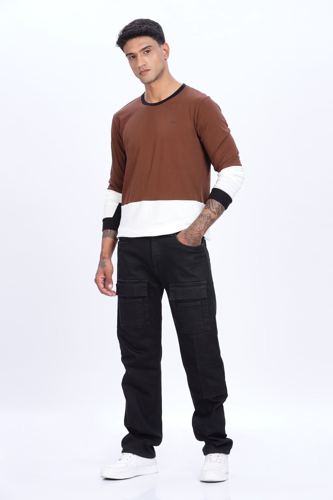 Men Multicolor Full Sleeve Relaxed Fit T-Shirt