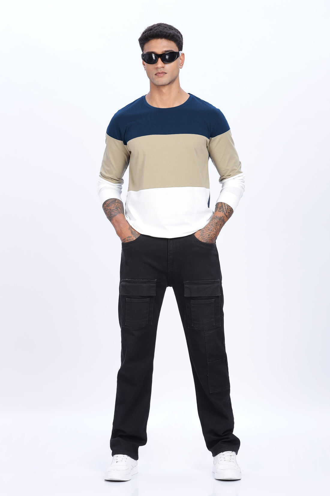 Men Multicolor Stylish Full Sleeve Round Neck T-Shirt