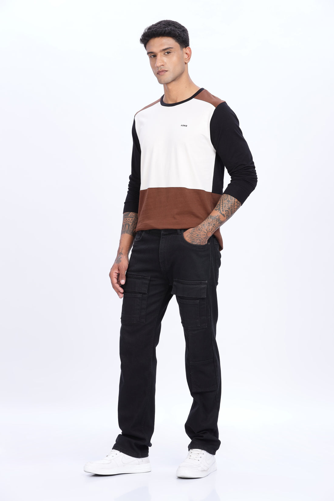 Men Multicolor Comfortable & Stylish Regular Fit Full Sleeve Round neck Tshirt