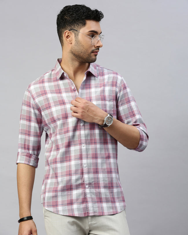 Men Mauve Cotton Slim Shirt