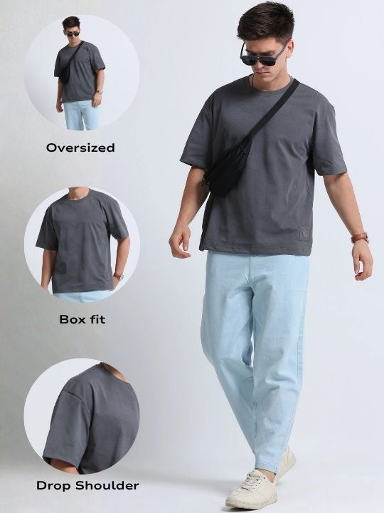 Men Grey Oversized T-Shirt