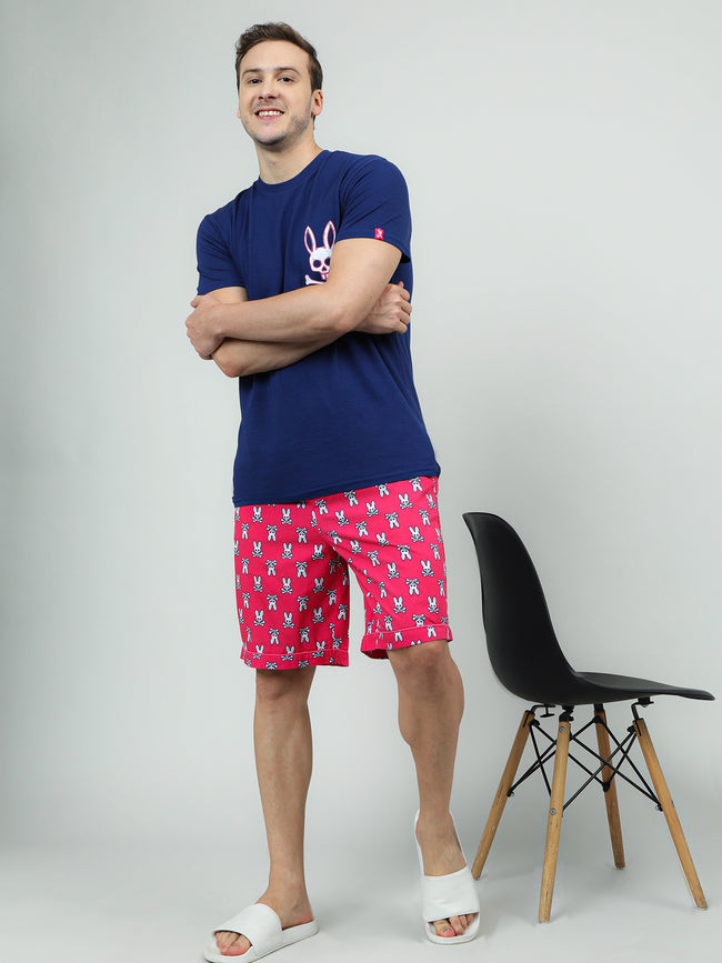 Men Pink Oversized Cotton Knee-Length Shorts