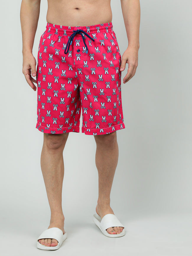 Men Pink Oversized Cotton Knee-Length Shorts
