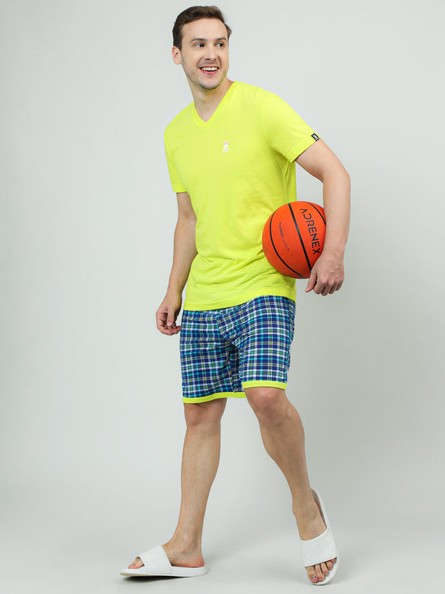 Men Oversized Checkered Cotton Knee-Length Shorts