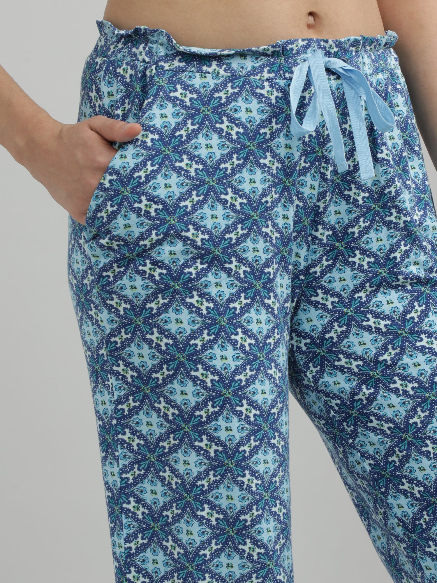 Women Blue Printed Lounge Pants