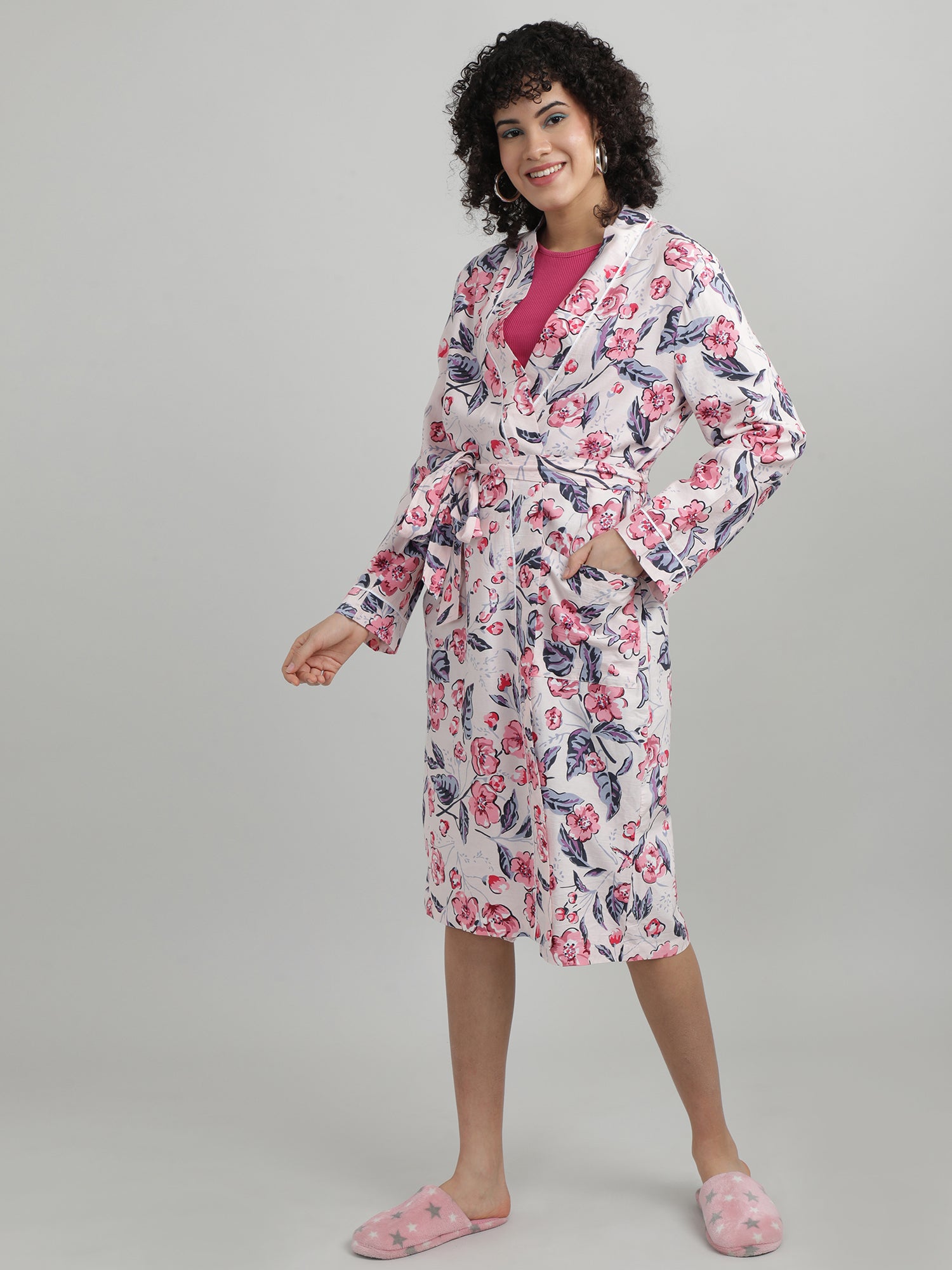 Women Floral Print Sleepwear Robe