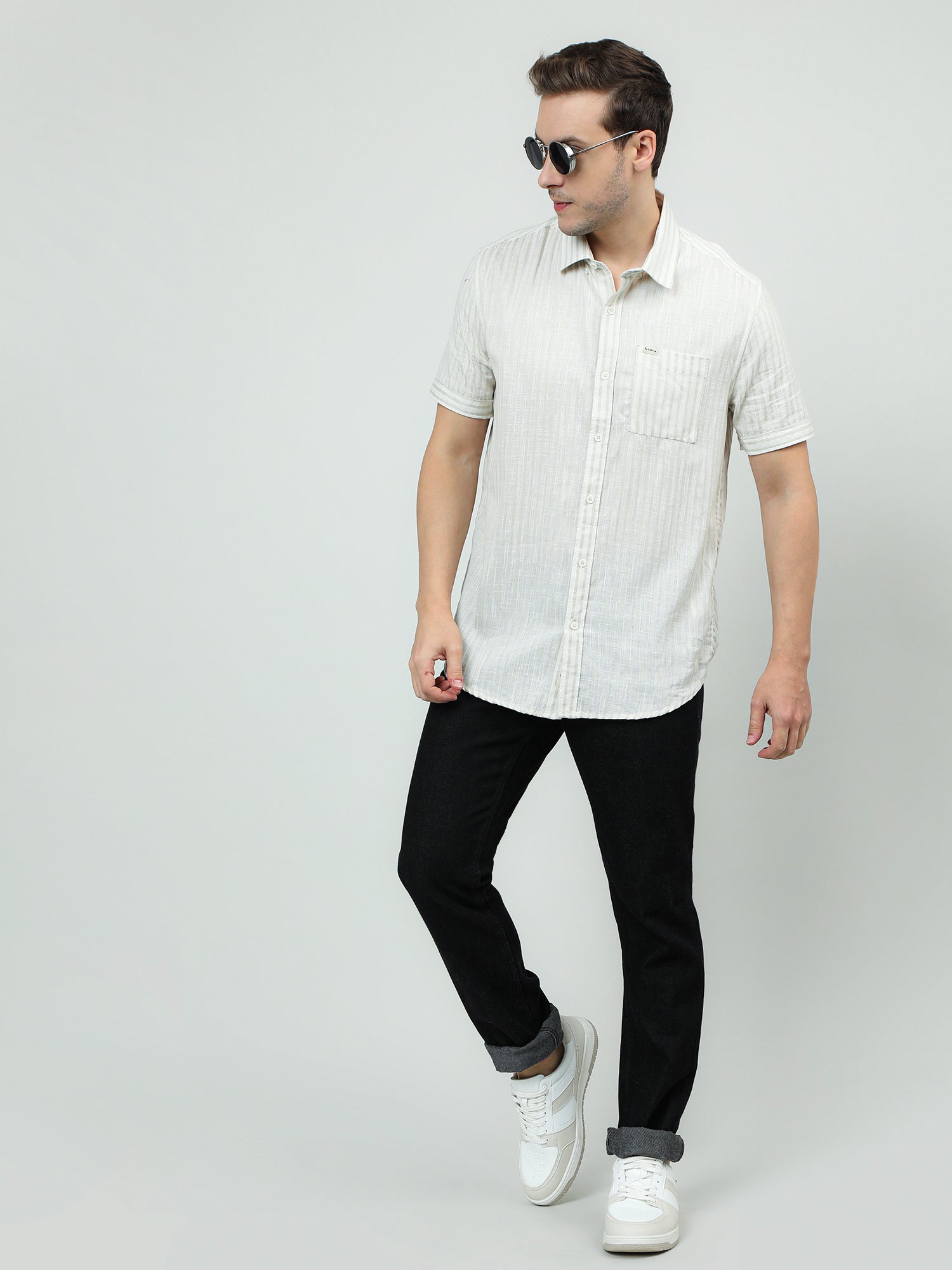 Men Cotton Cream Classic Shirt