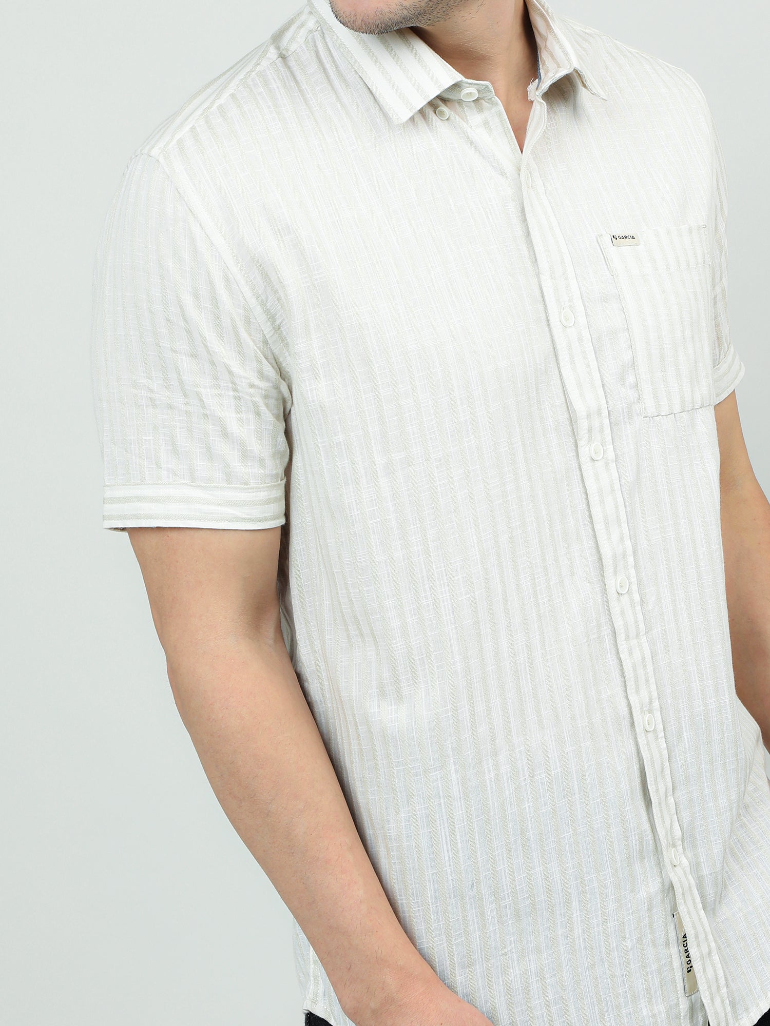 Men Cotton Cream Classic Shirt