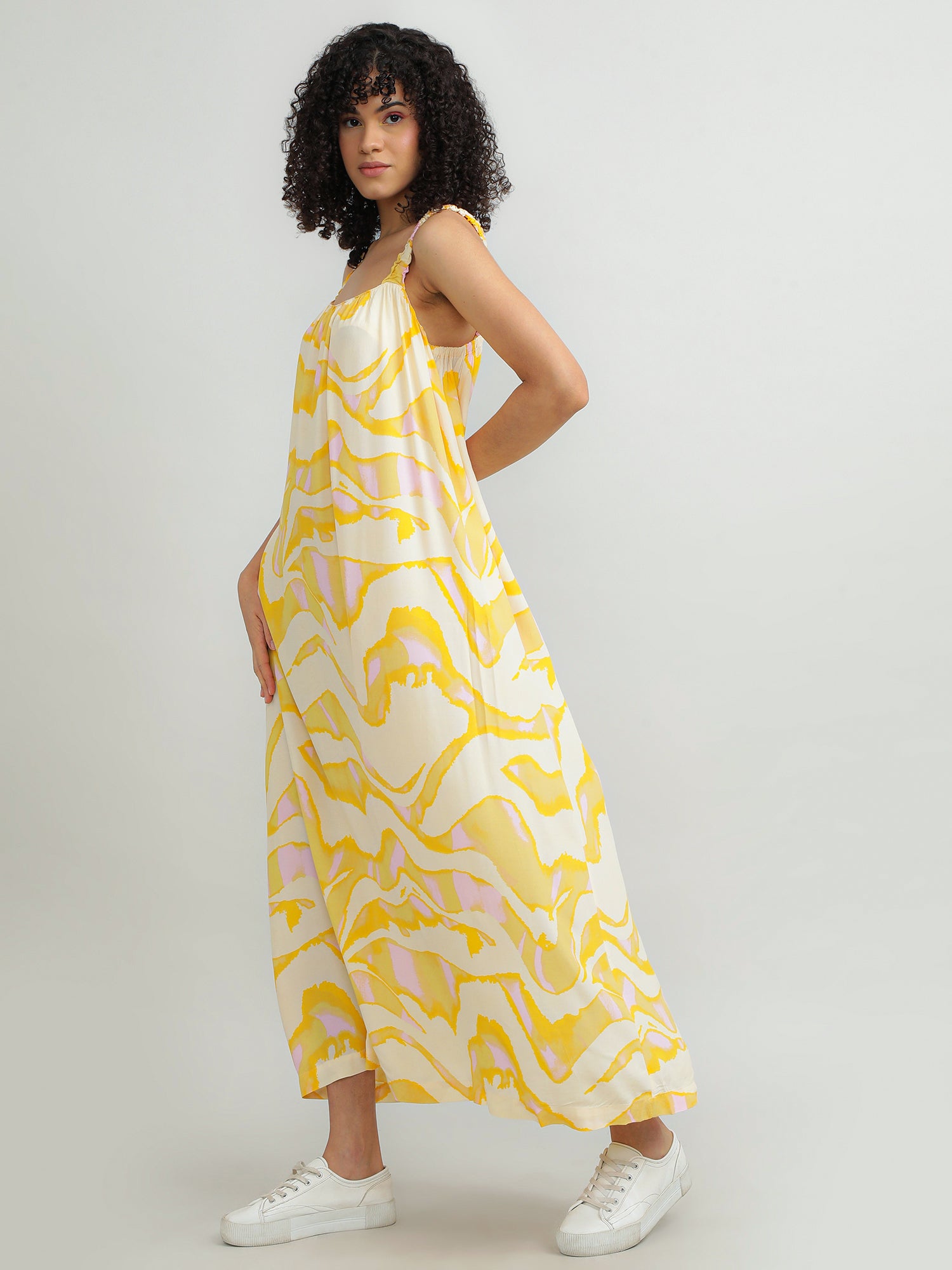 Women Viscose Yellow Dress