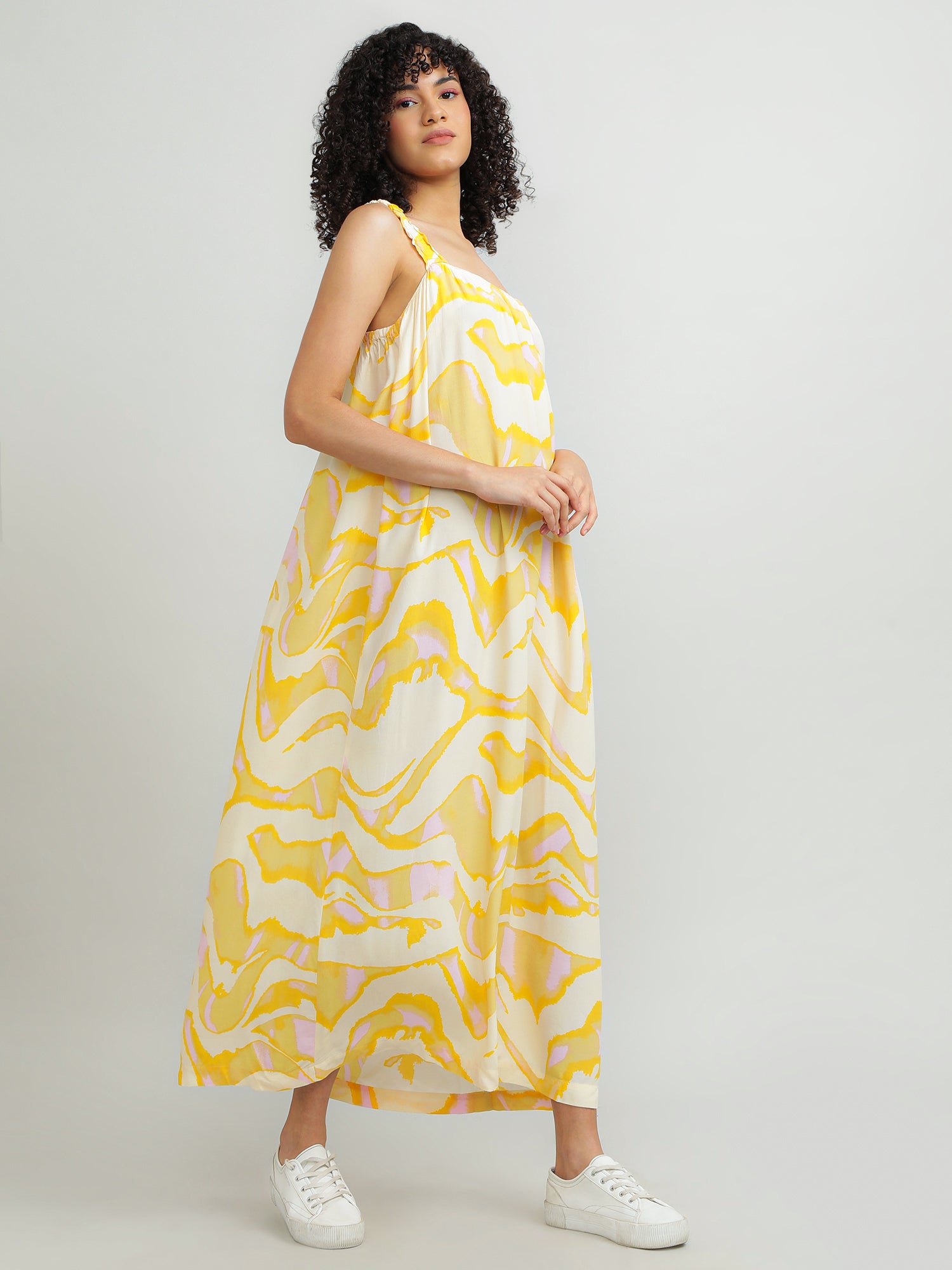 Women Viscose Yellow Dress