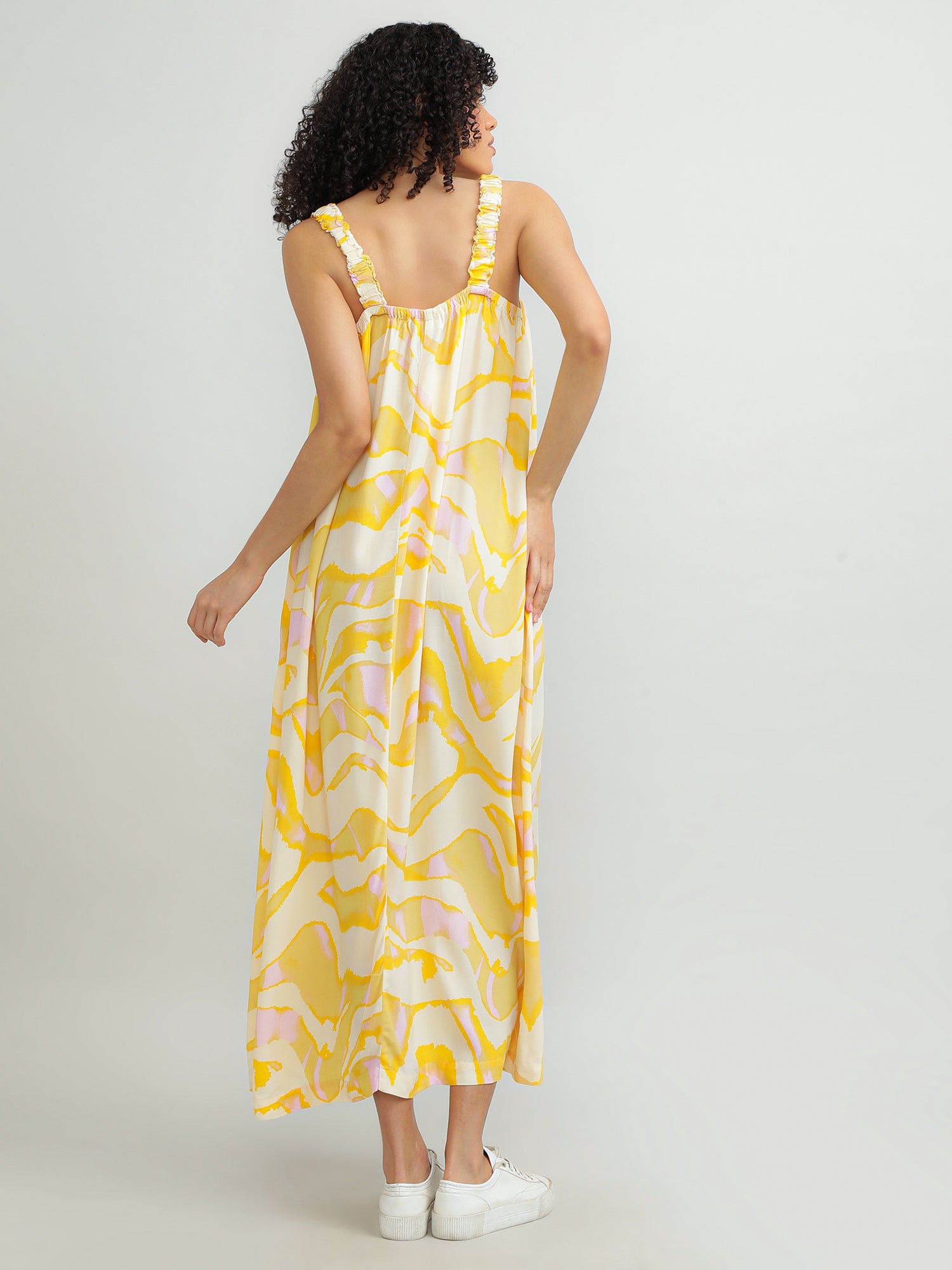 Women Viscose Yellow Dress